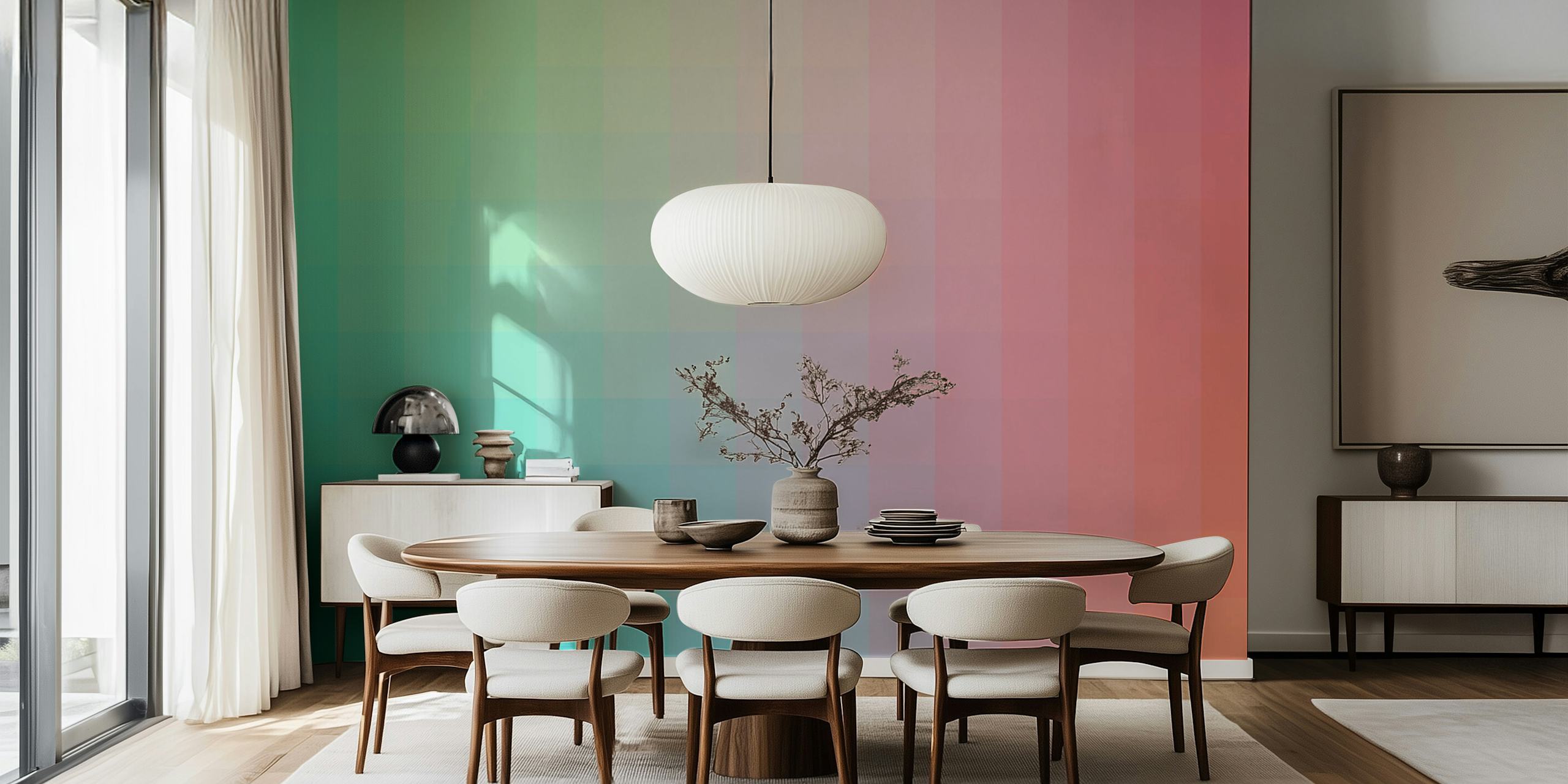 Gradient pattern in pink and teal colors wallpaper