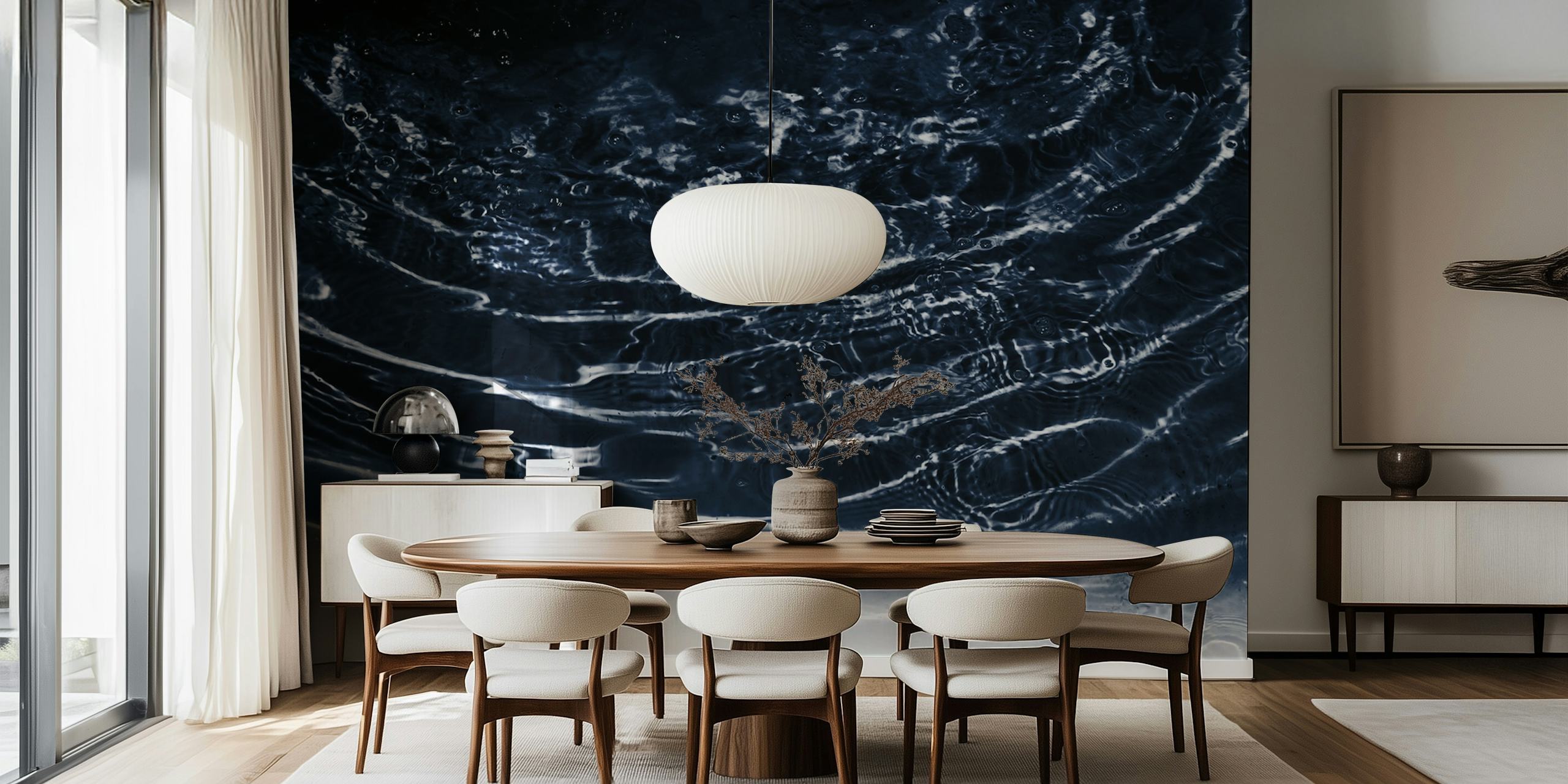 Dark navy blue water surface with ripples wallpaper