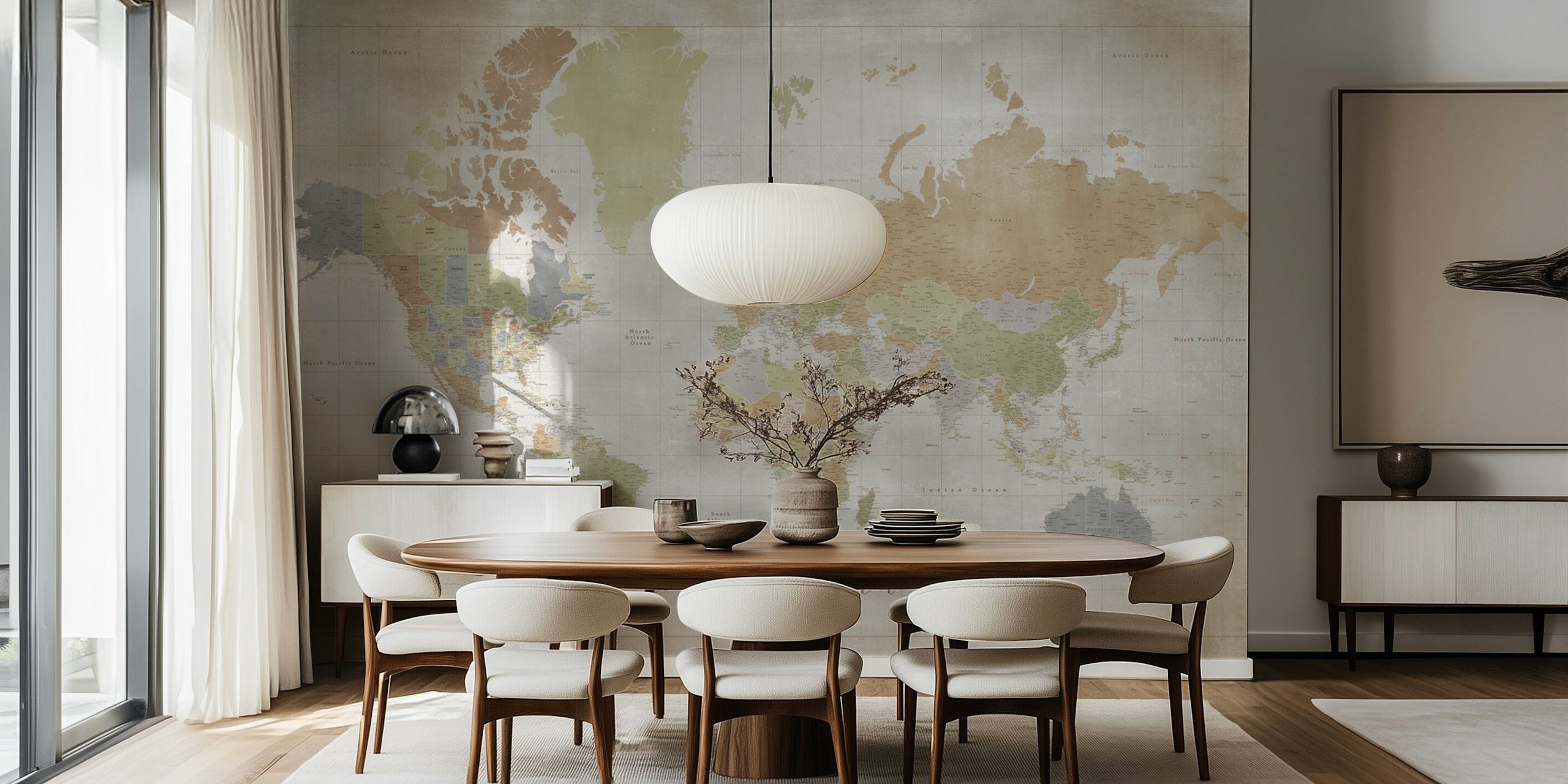 Vintage world map design with pastel colors and quote wallpaper