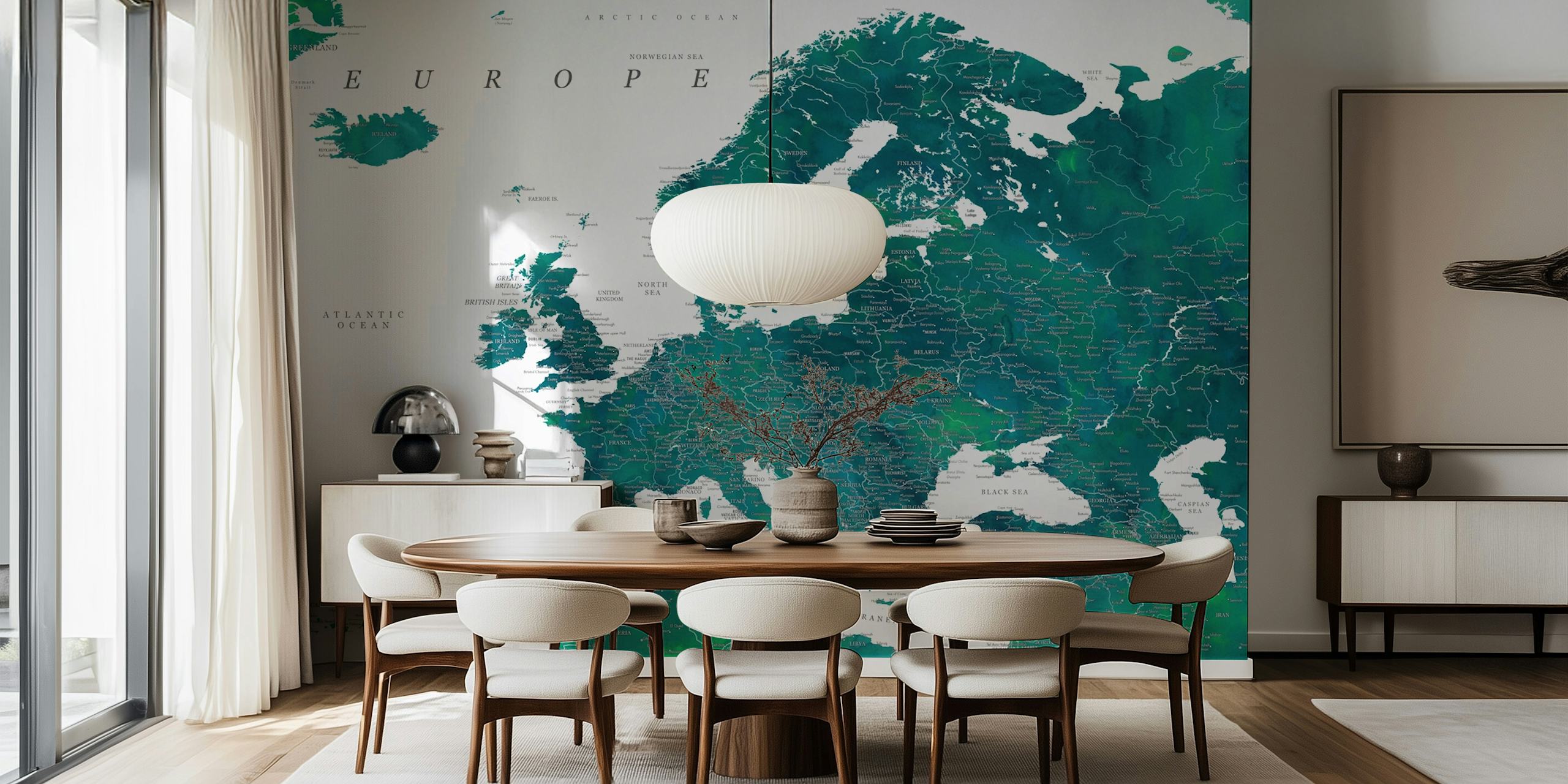 Detailed Europe Map Nyla wall mural showcasing vibrant colors and geographical detail