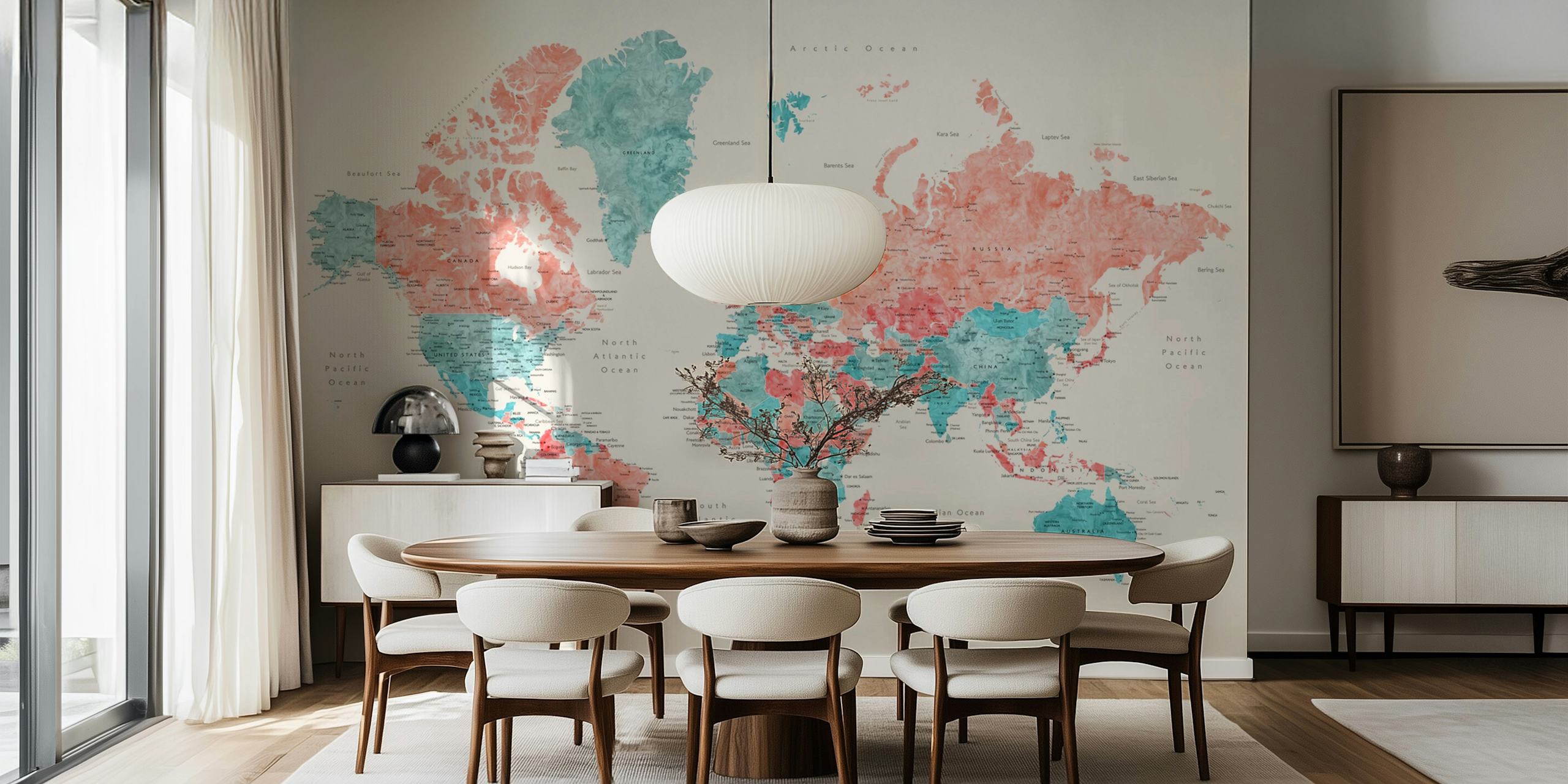 Σχεδίαση Charlotte world map w cities σε δωμάτιο