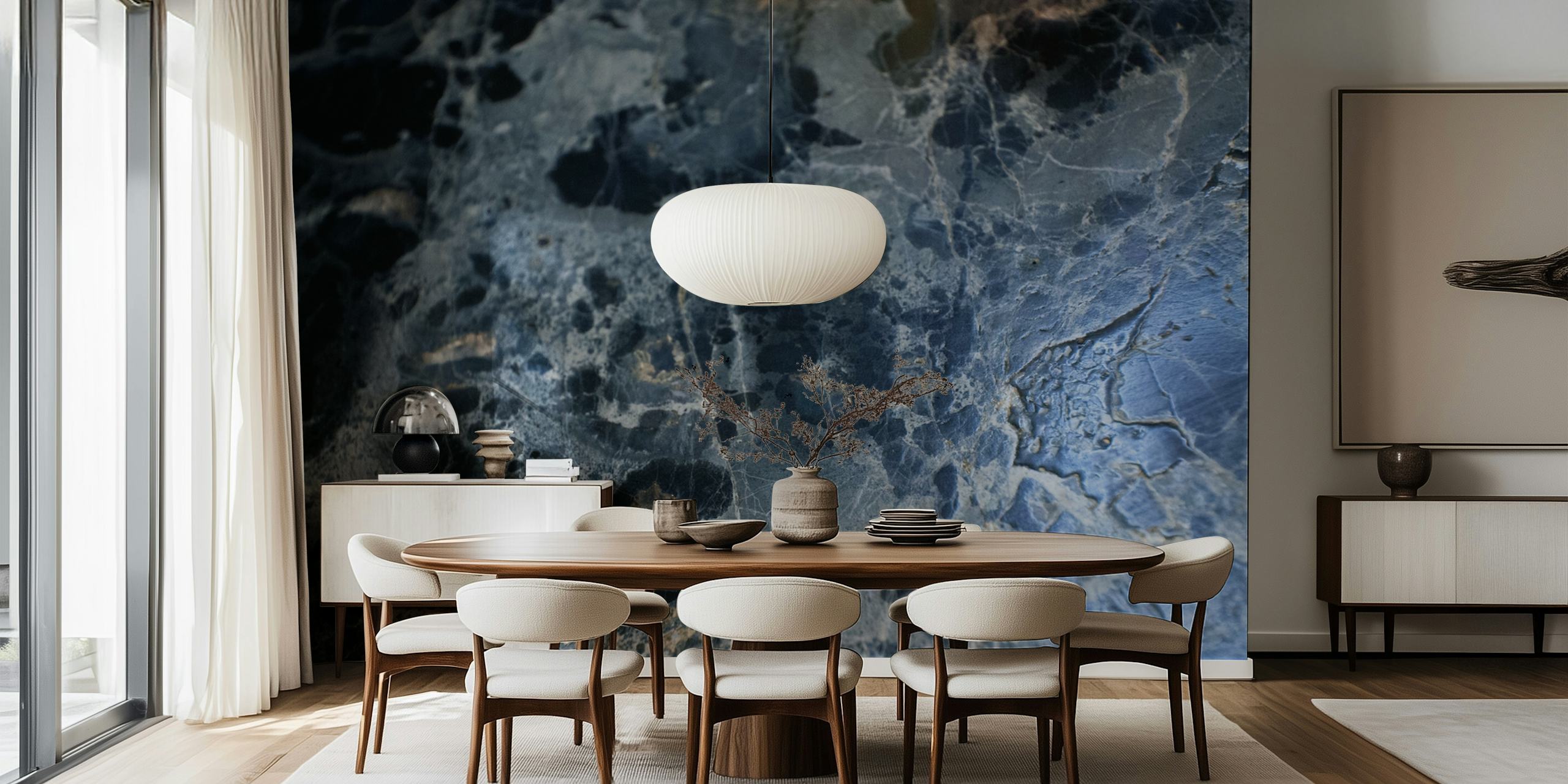 Navy blue and black marble texture wallpaper