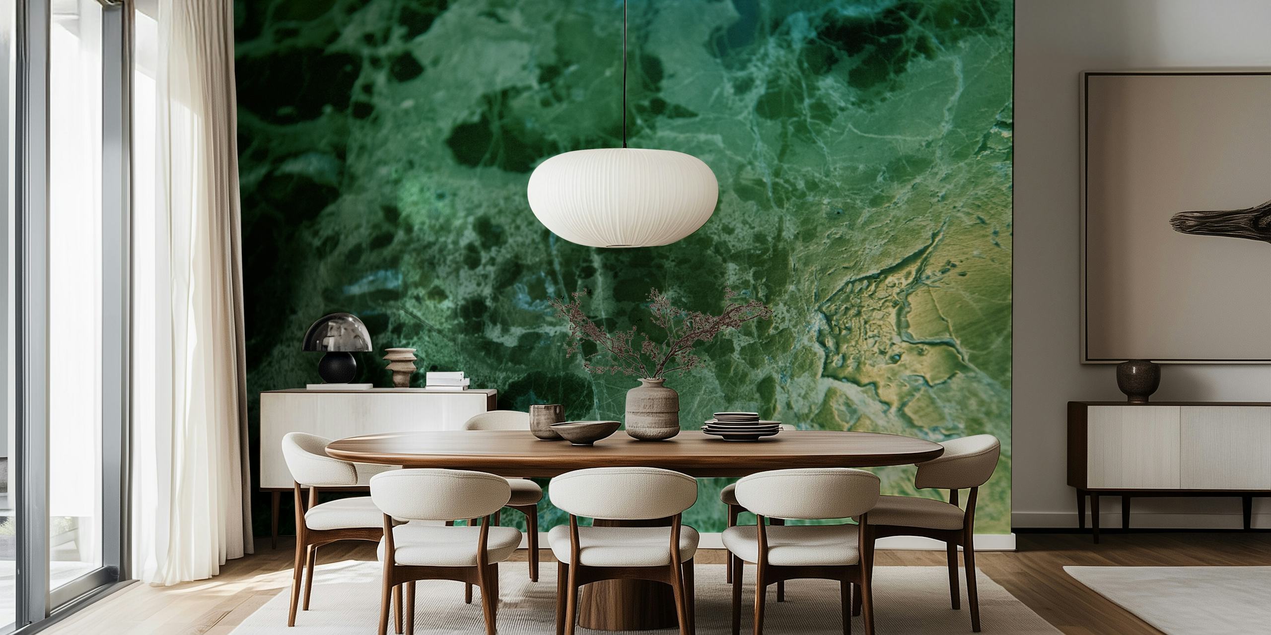 Emerald Green Marble behang in een kamer