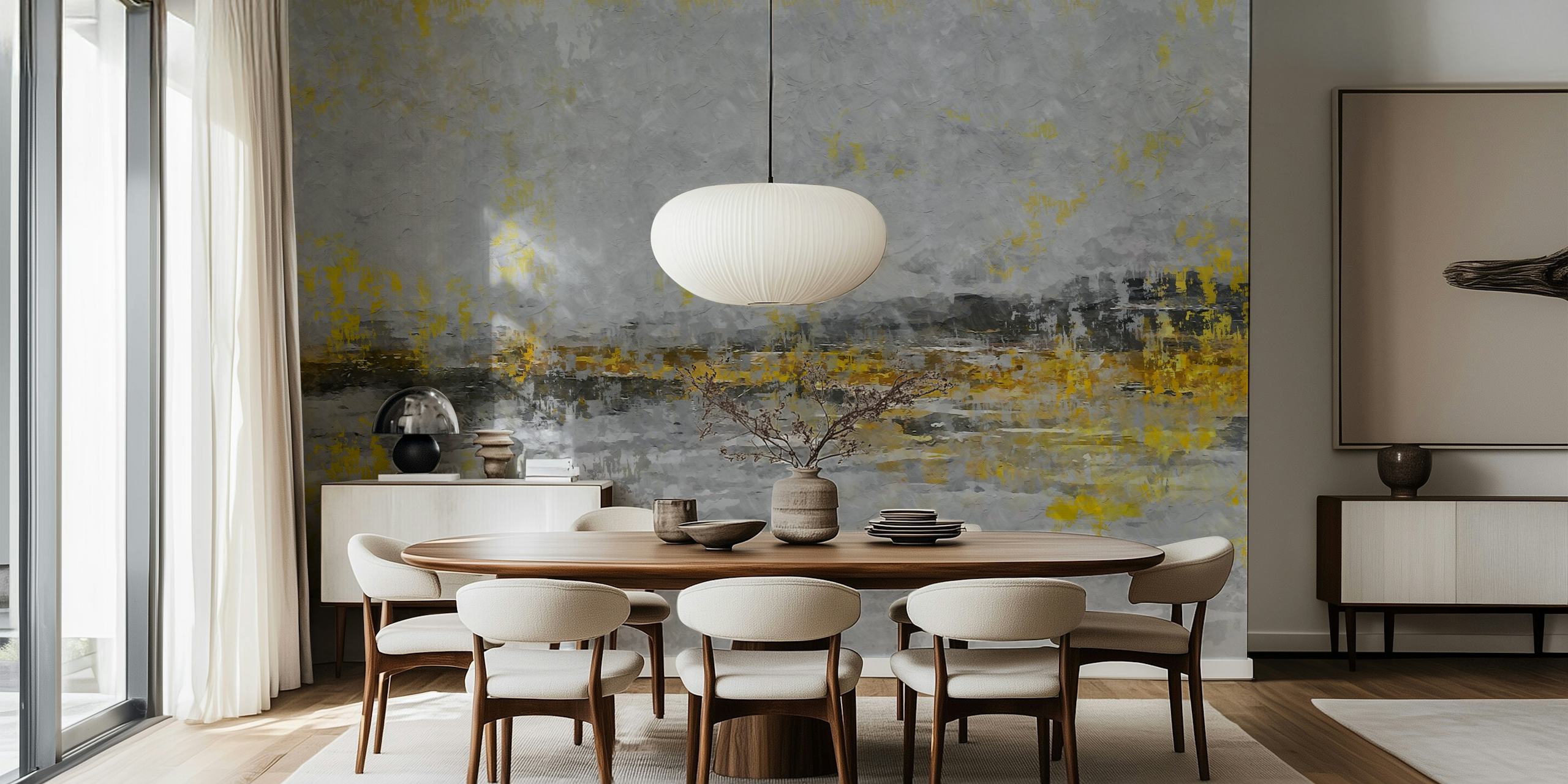 Abstract wallpaper featuring yellow and gray textures in a modern style