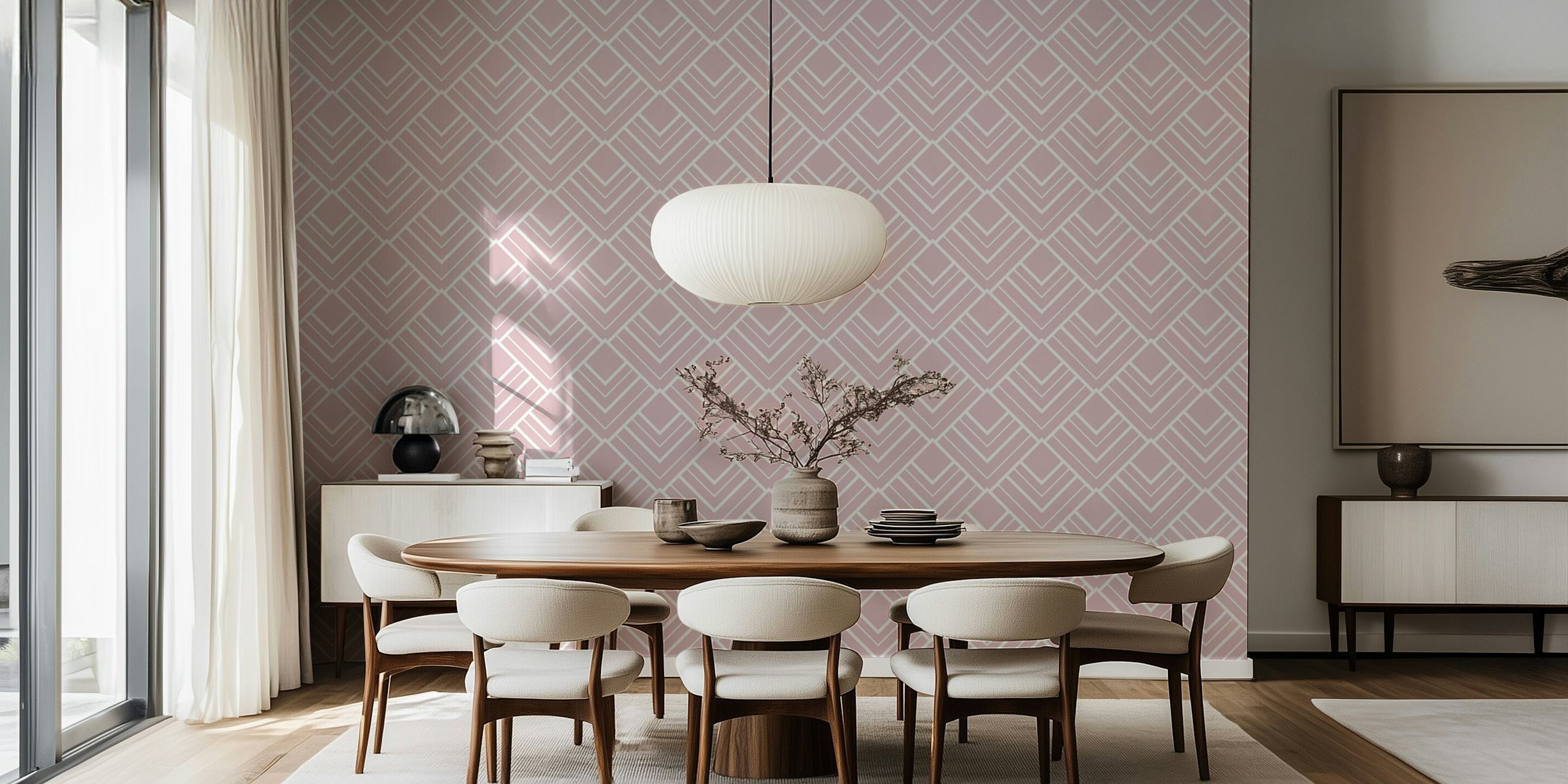 Art Deco Geometric Pattern Wall Mural in Subtle Tones