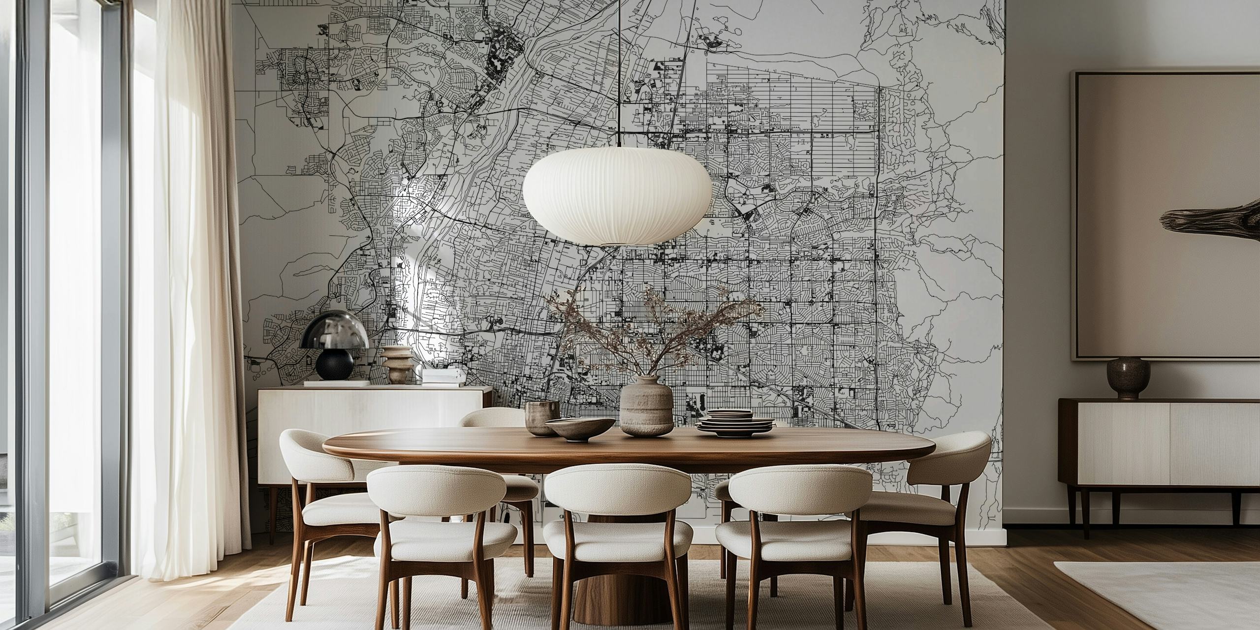 Albuquerque Map tapet i et moderne rum