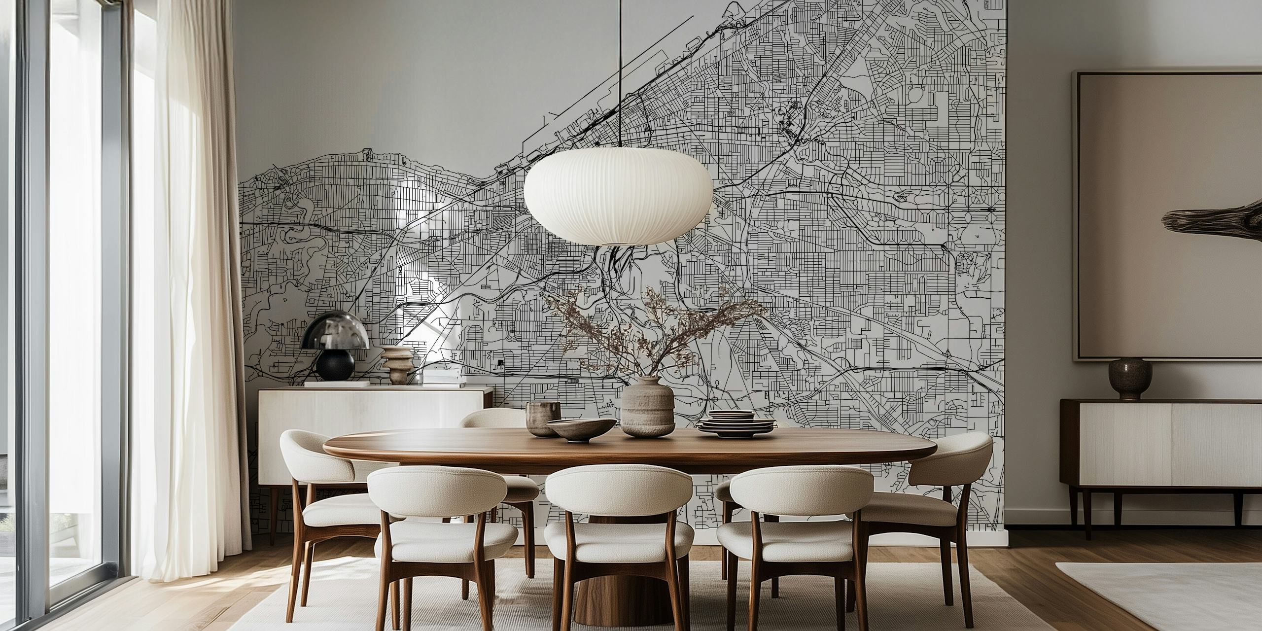 Detailed and enchanting City of Cleveland Map wallpaper for wall decor