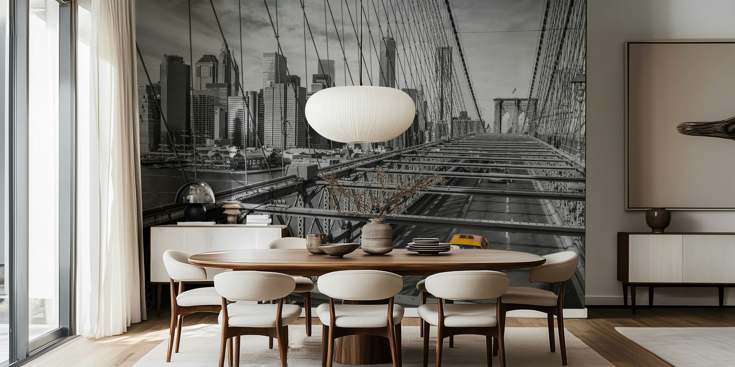 Taxi giallo su Cab on Brooklyn Bridge