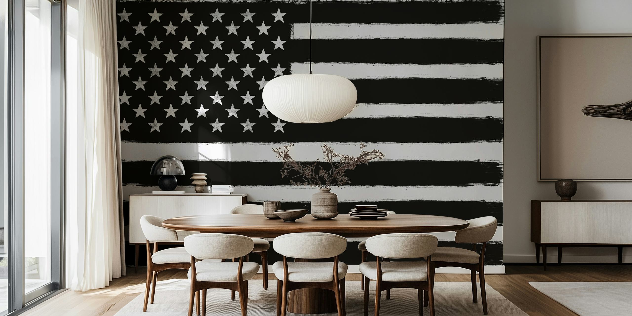 Černobrázné zobrazení American flag nástěnné malby