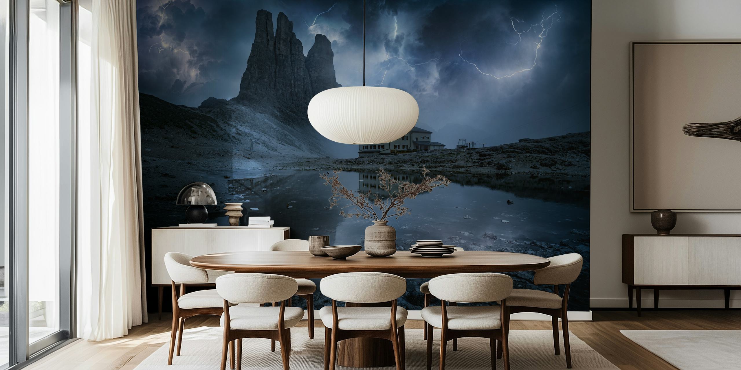 Thunderstorm in the Dolomites wallpaper in a room