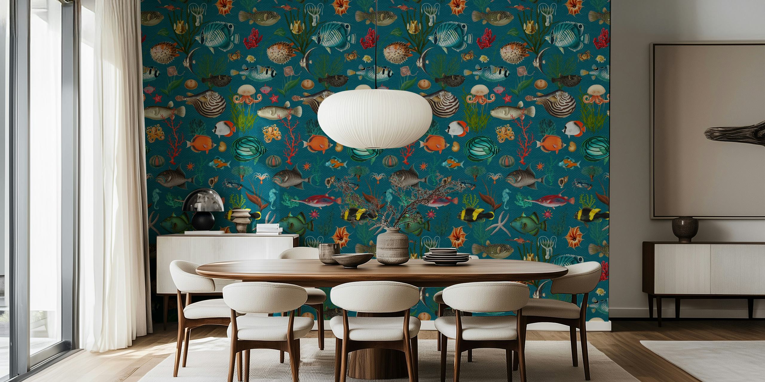 Oceania in teal blue carta da parati in una stanza