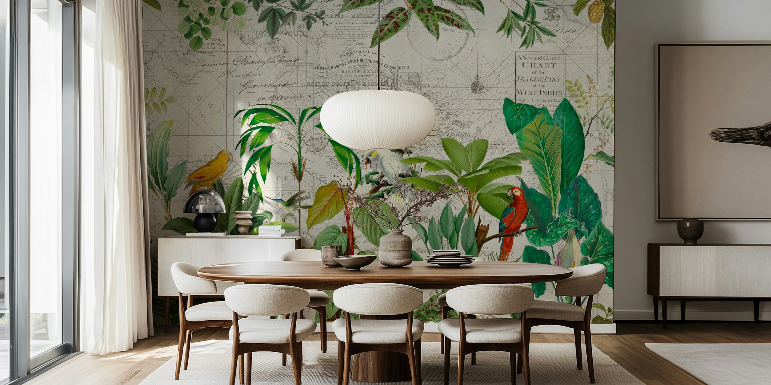 Tropical Birds Journey wallpaper design in a room
