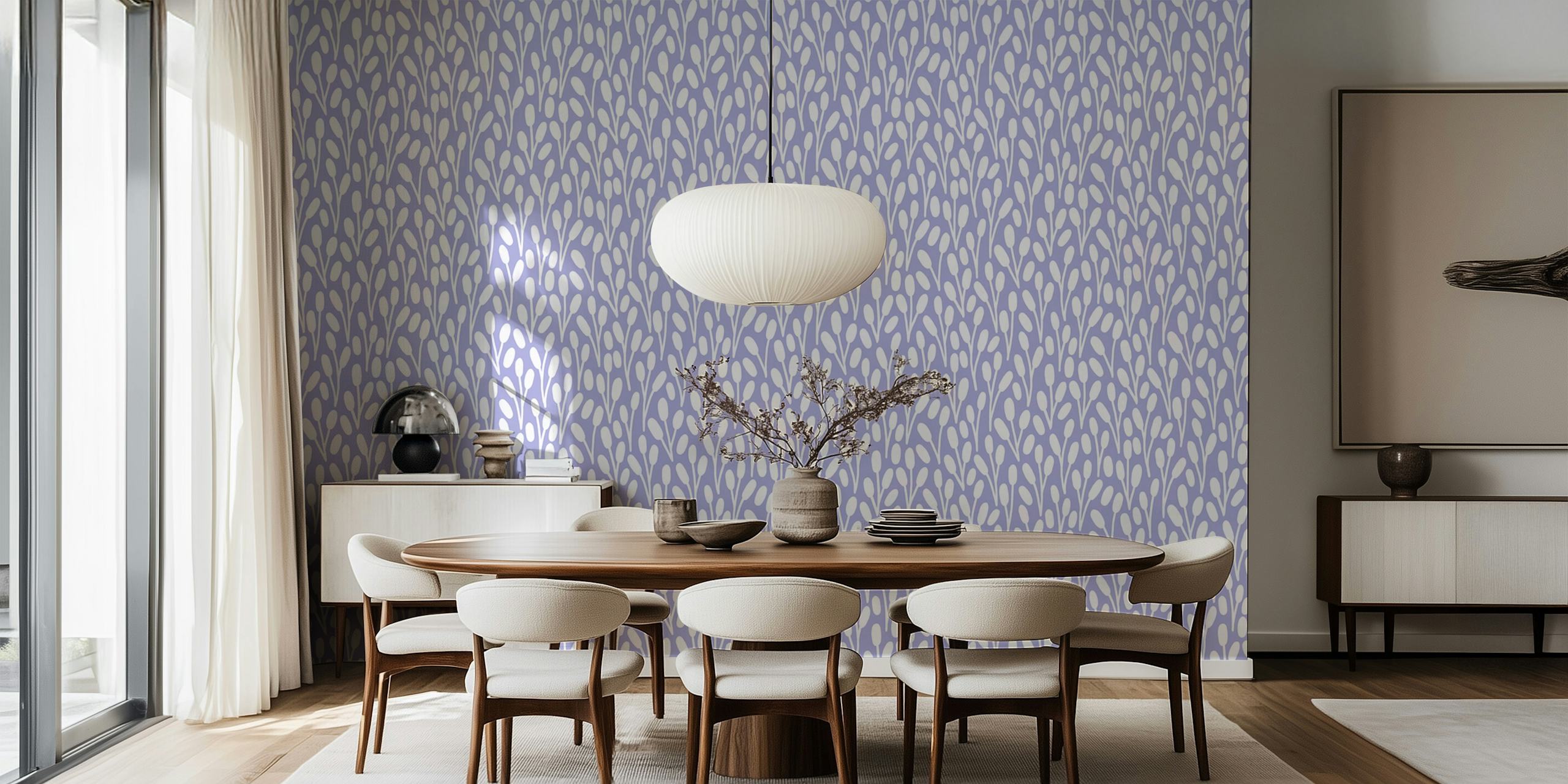 Soft Reed Blue Tapetdesign in einem Raum