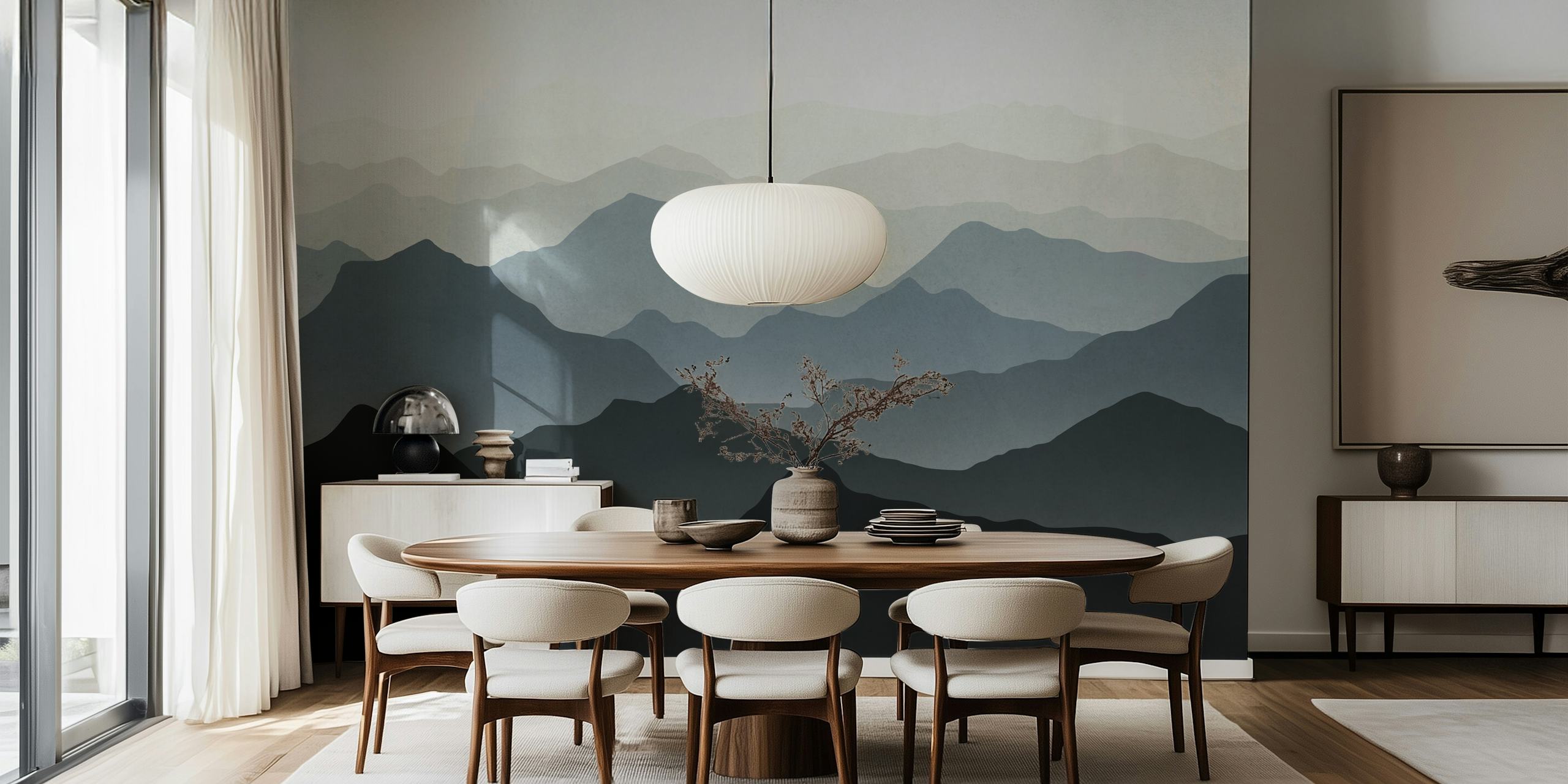 Mountain II wallpaper design in a room
