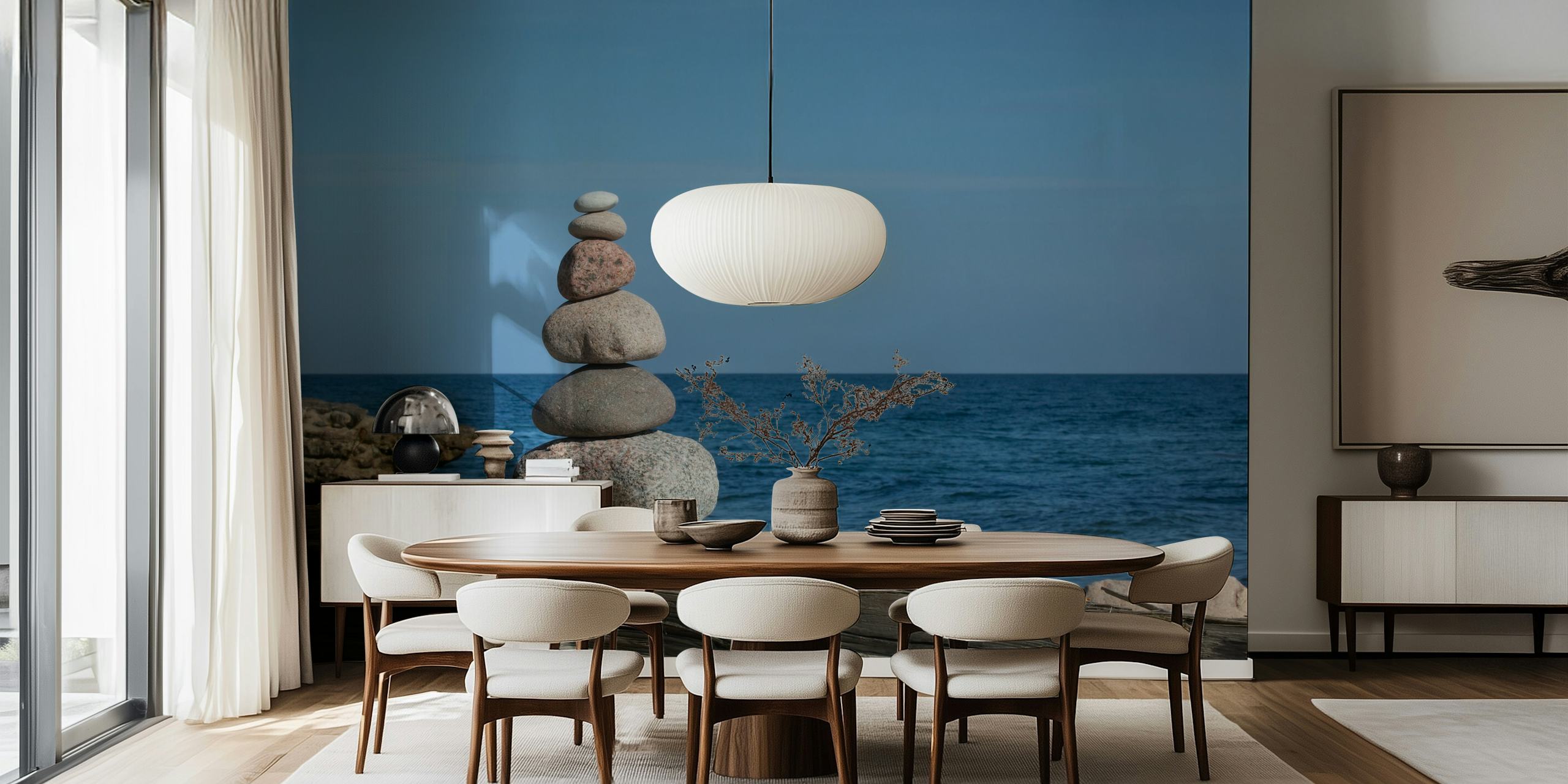 Papel pintado Rock balancing en un entorno sereno