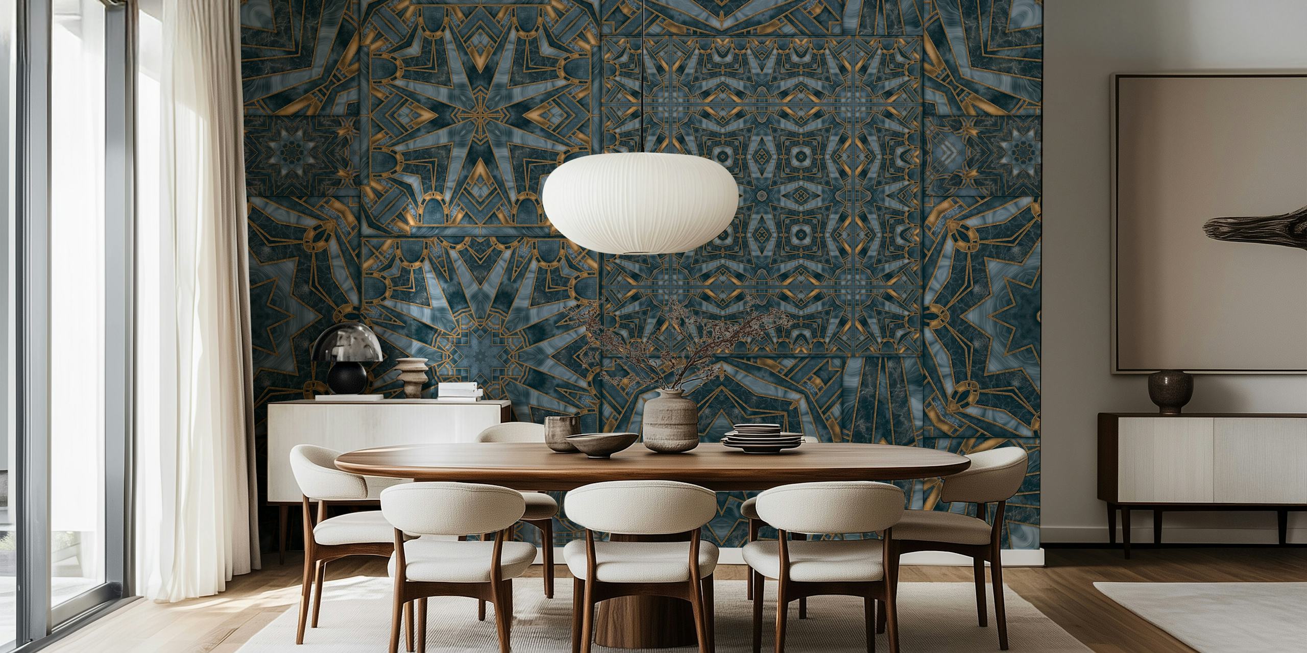 Intricate Art Deco and Moroccan tile pattern wall mural