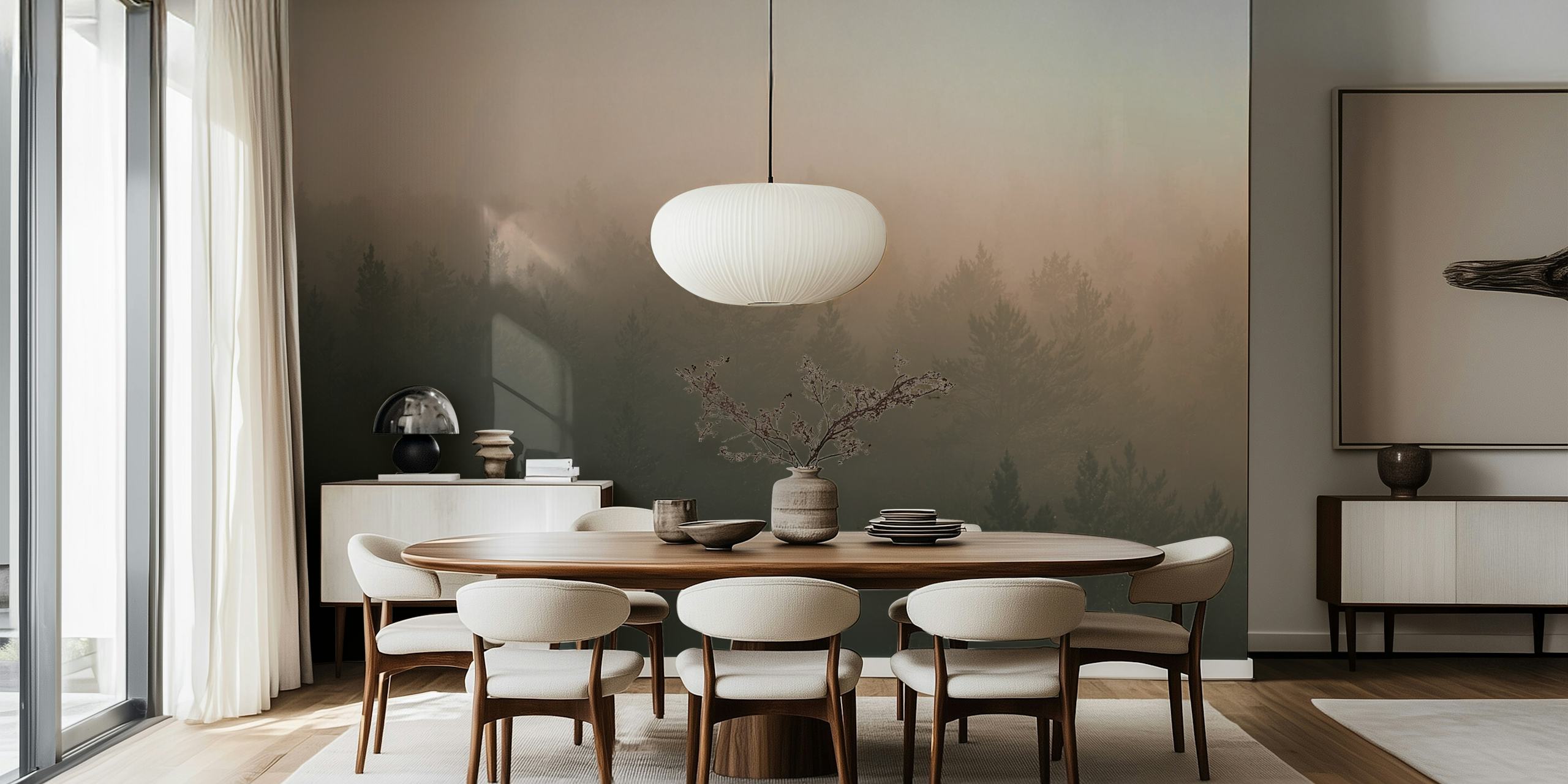 Tapeta Majestic forest sunrise u sobi