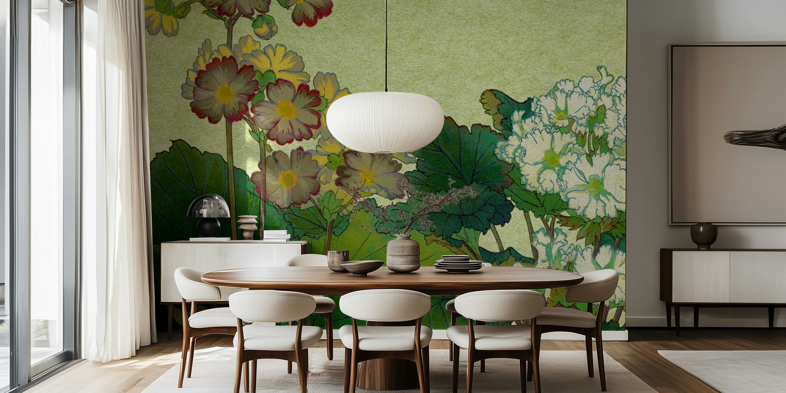 Handmade floral wallpaper in a room