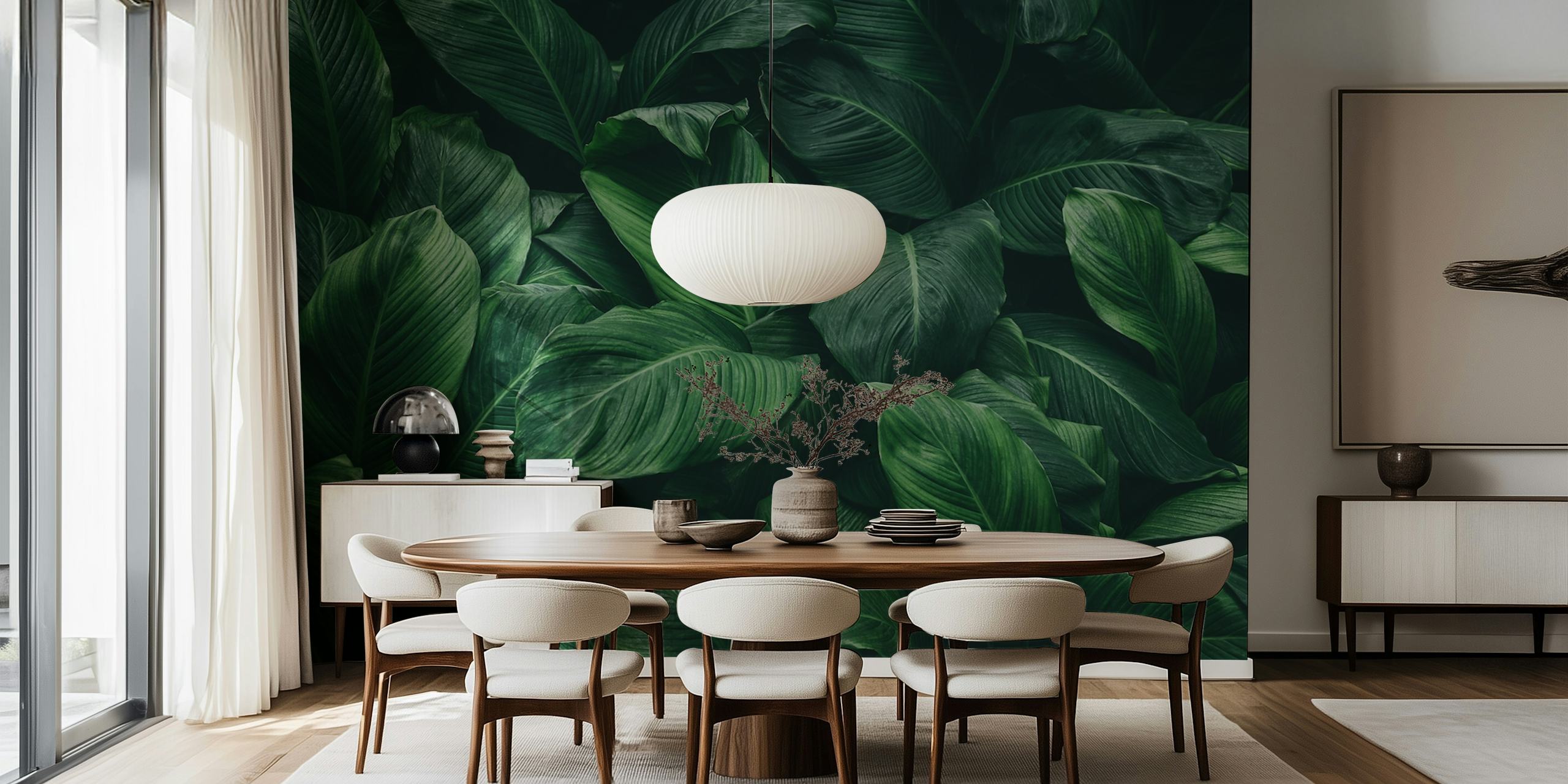 Green leaves wallpaper design