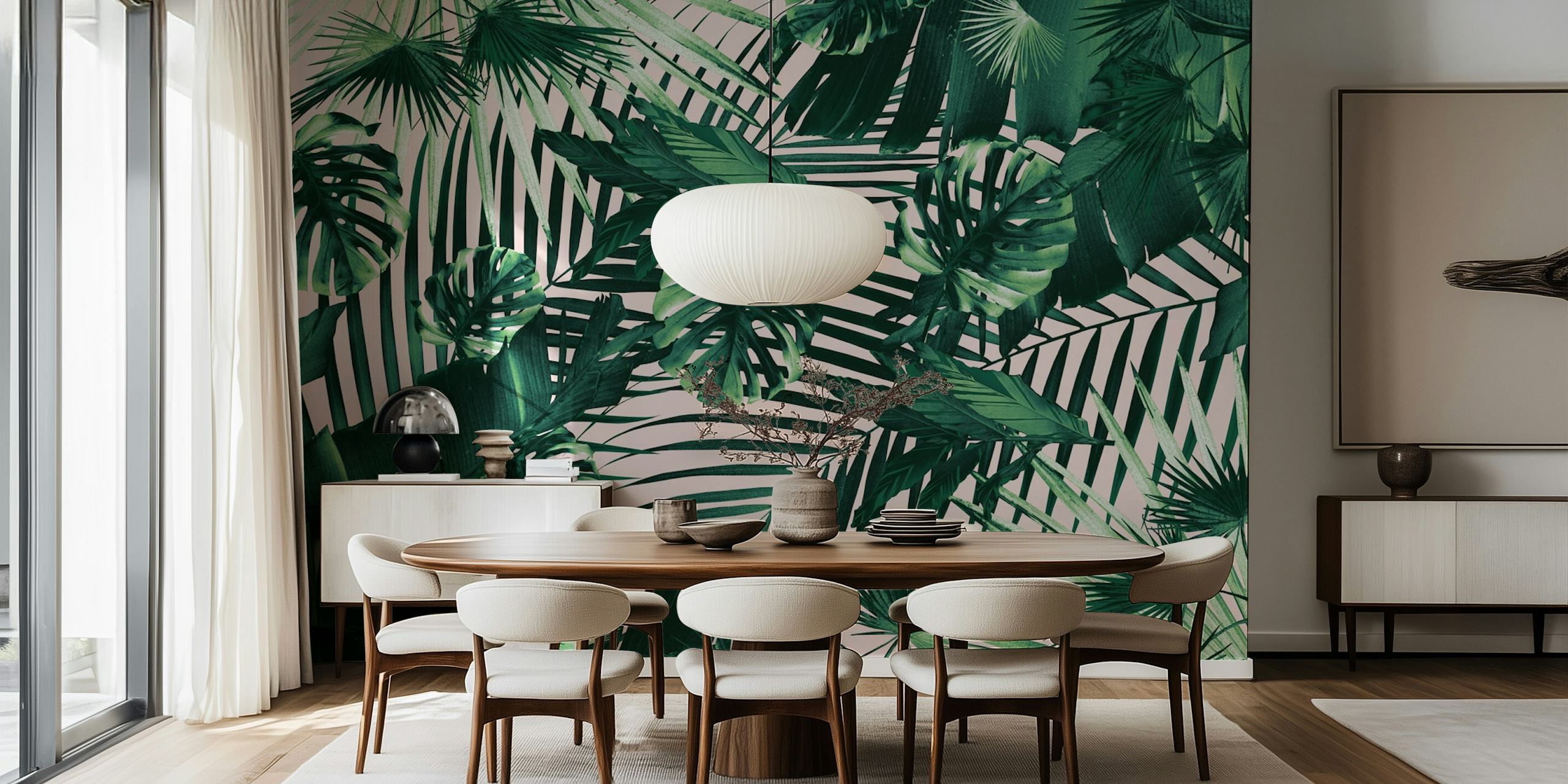 Tropical jungle wallpaper in a room