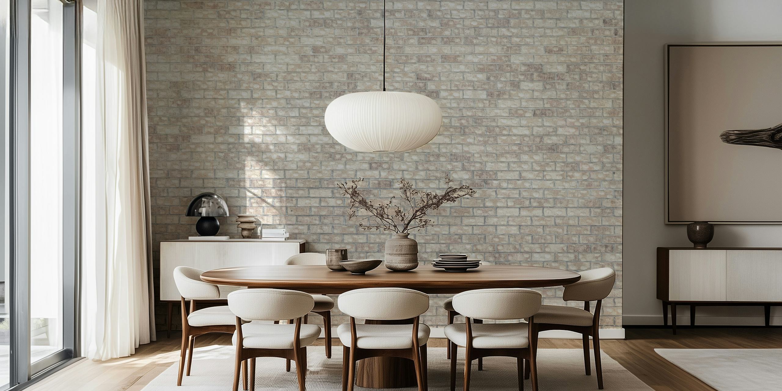Papel de parede Bright Bricks em um quarto