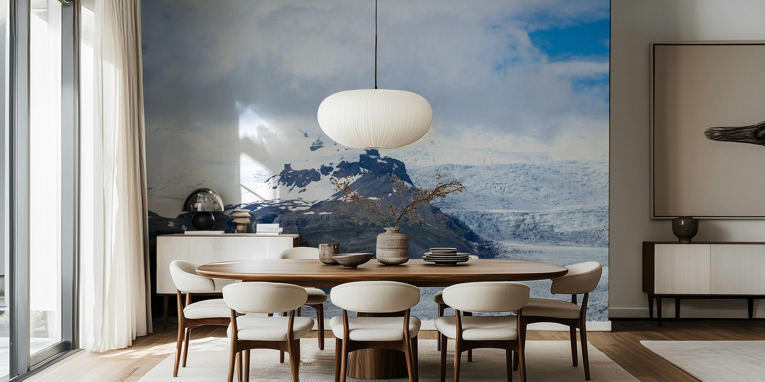 Icelandic glacier landscape wallpaper in a room