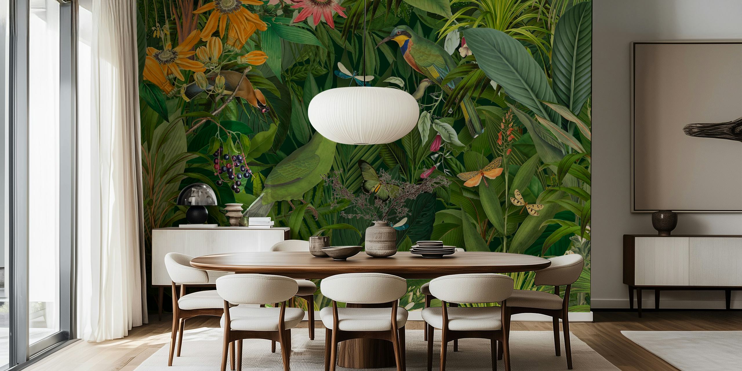 Papier peint Emerald Jungle Paradise dans une pièce