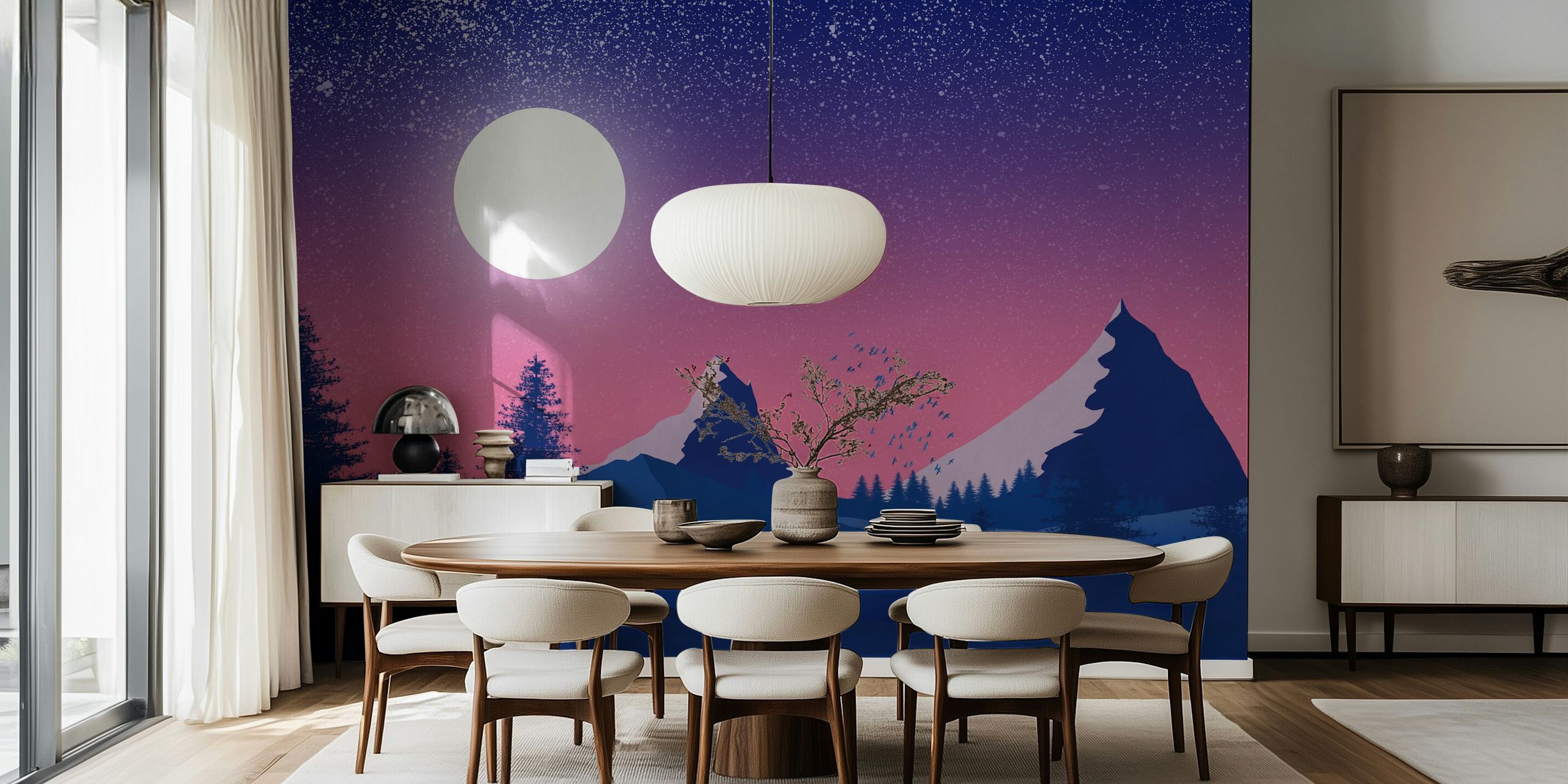 Cold mountains wallpaper design in una stanza
