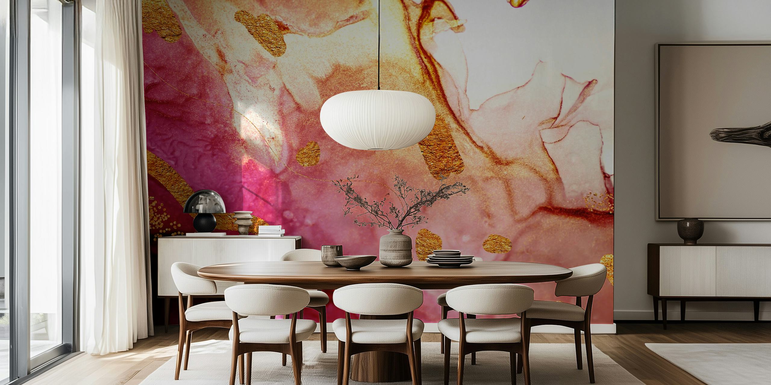 Pink luxury tapetdesign i ett rum