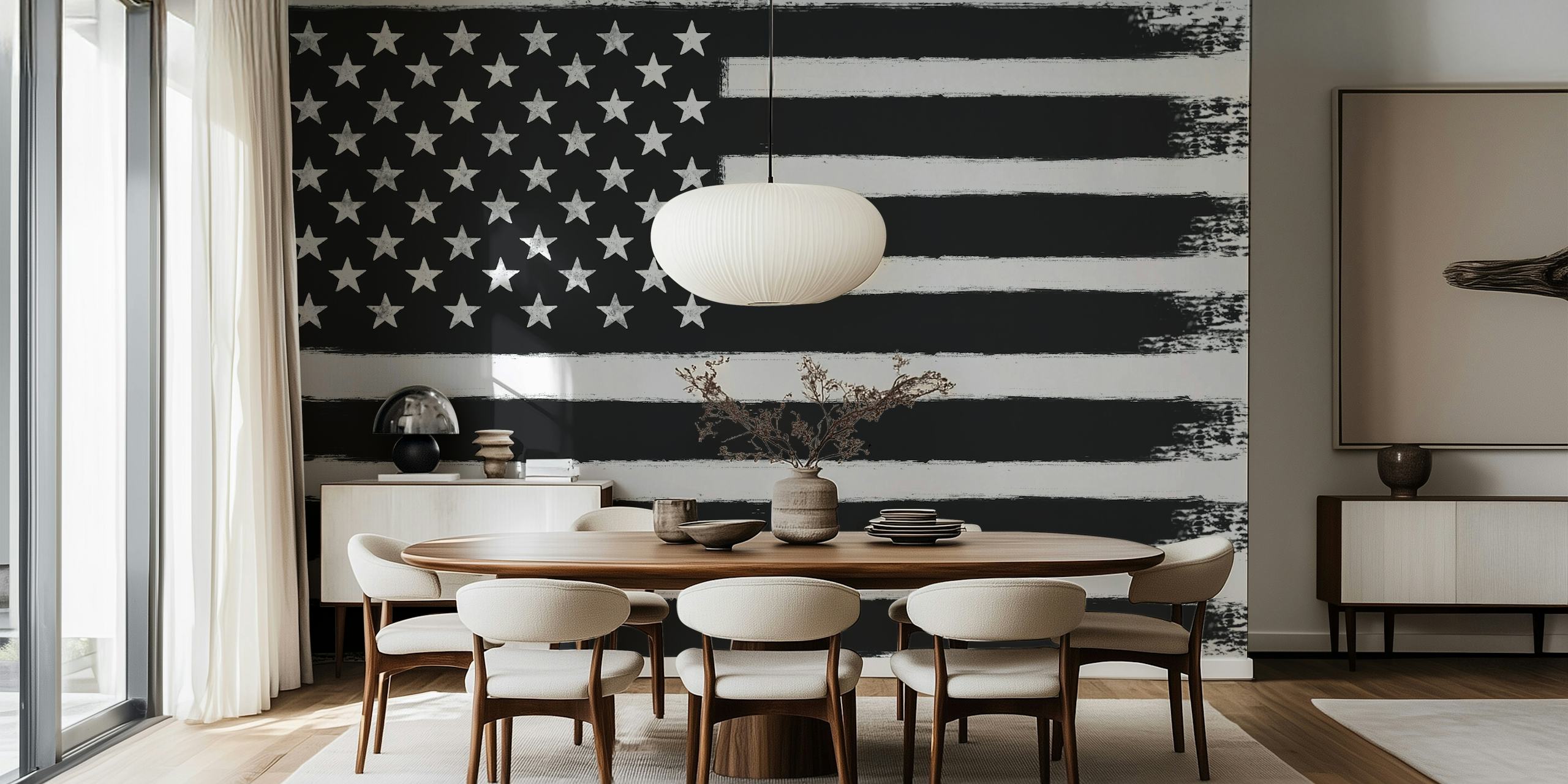 USA flag in black and white as a wall mural