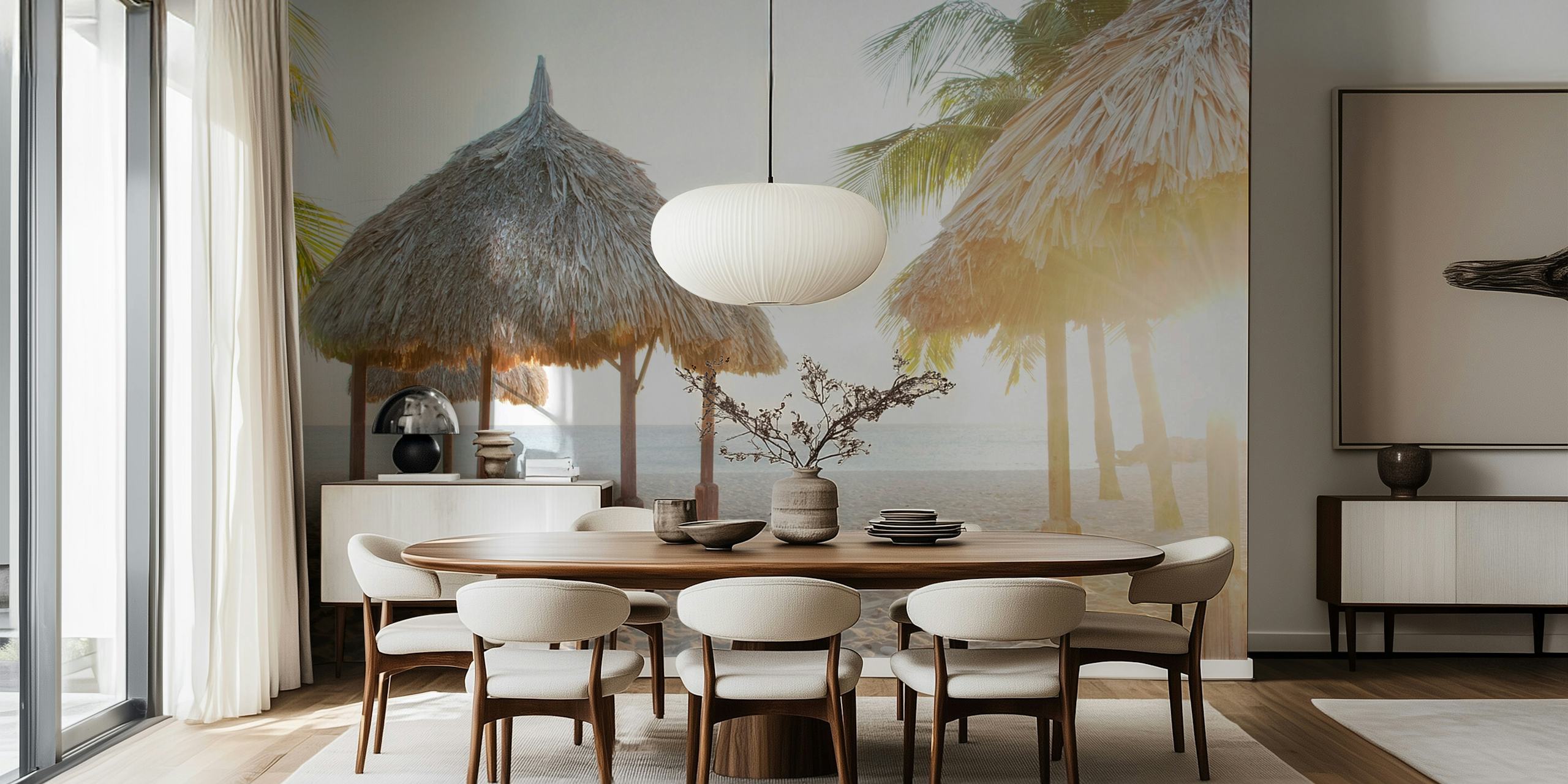 Caribbean Beach Oasis papel pintado en una habitación