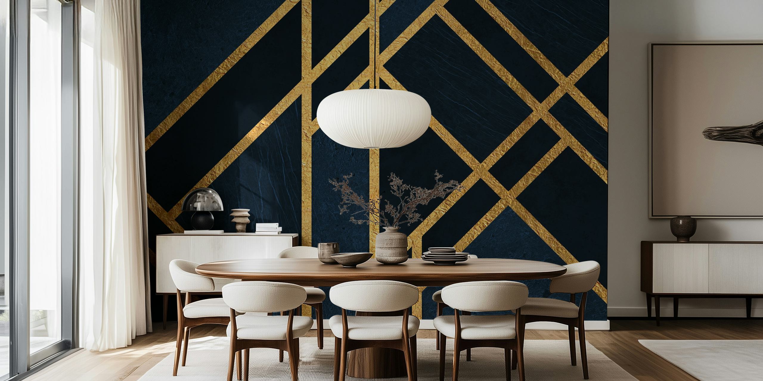 Art Deco Midnight Blue behangontwerp