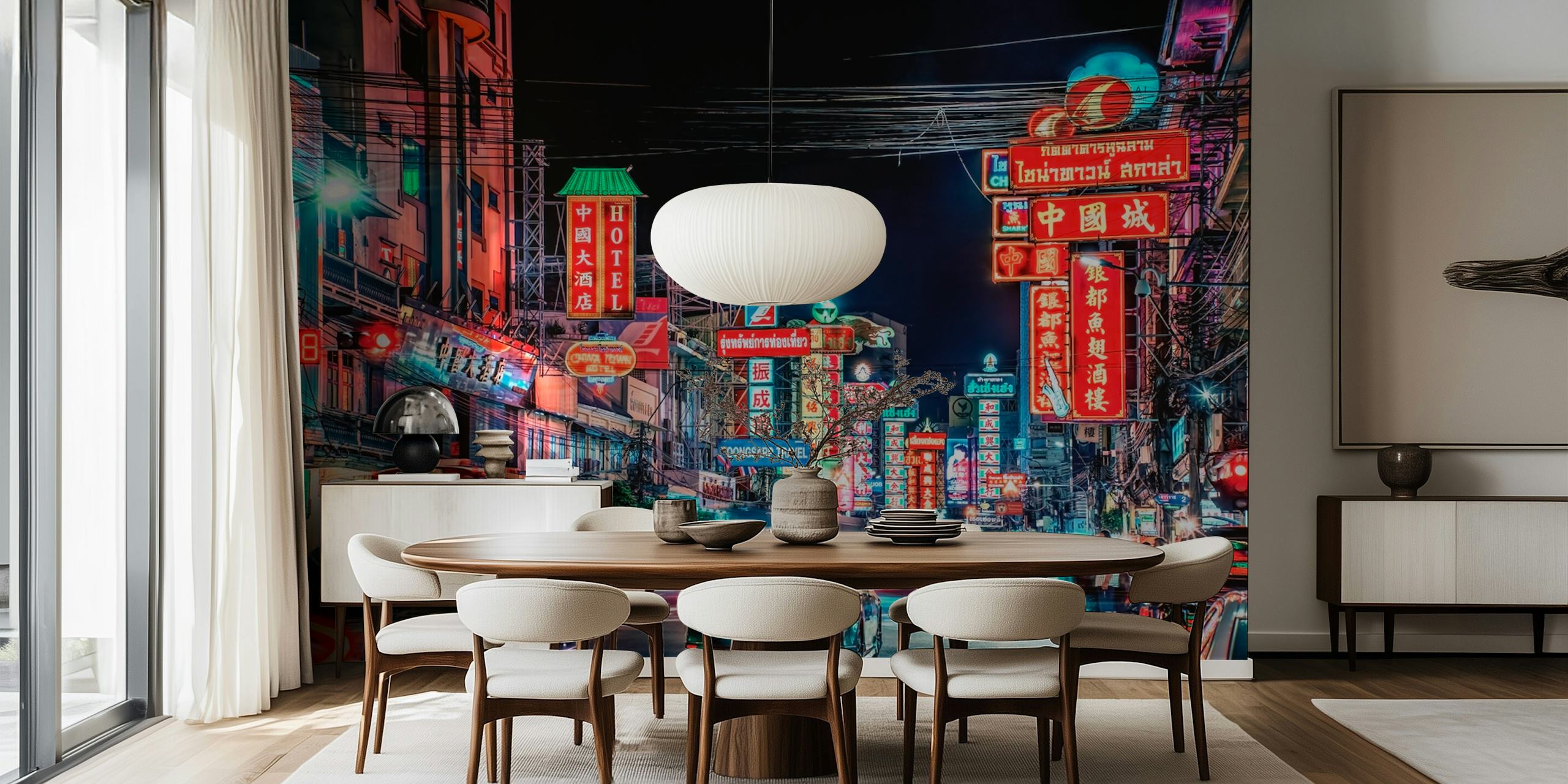 Vibrant Chinatown Bangkok Bybillede Tapet