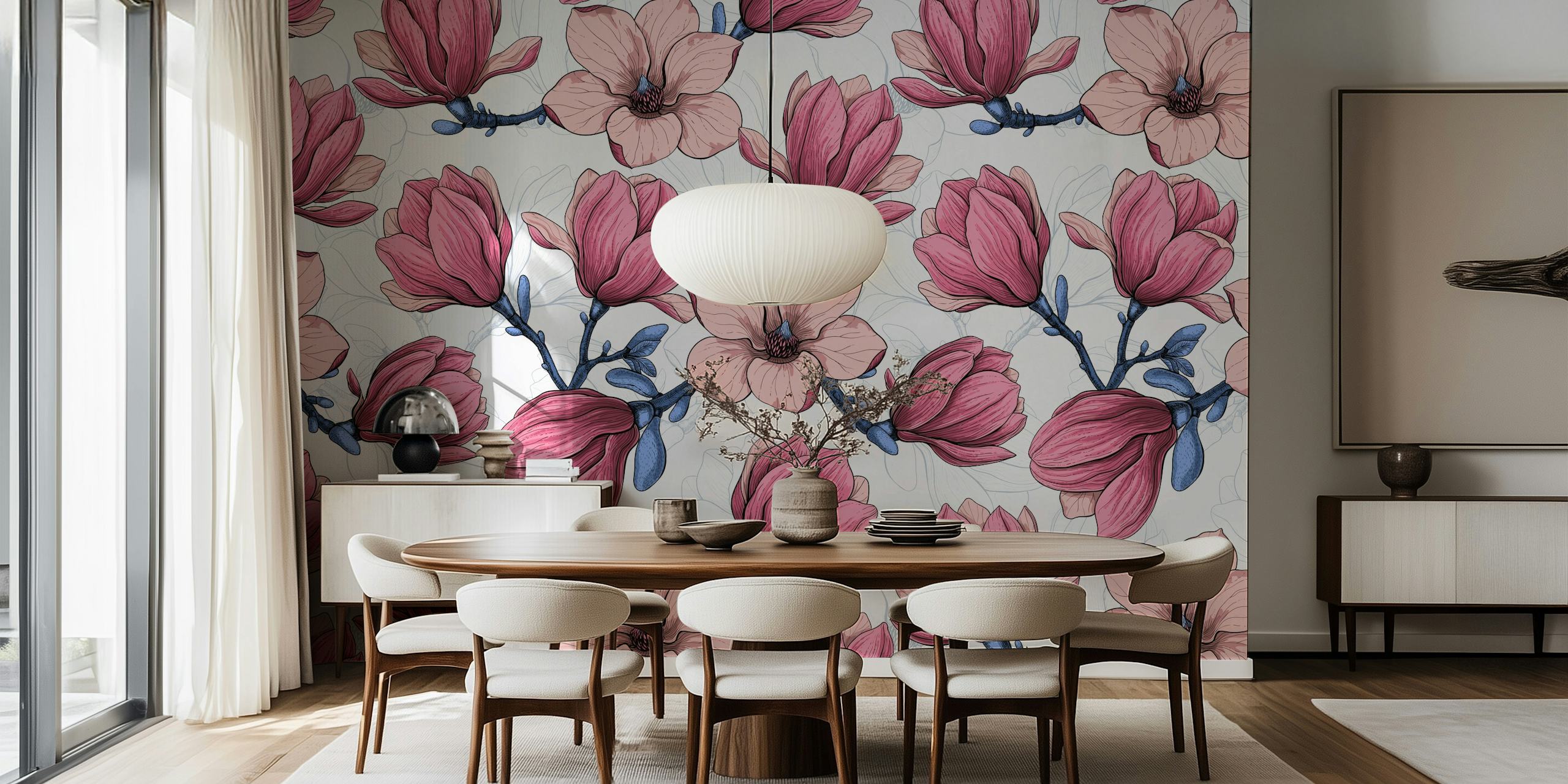 Magnolia garden 3 blomstertapet i et rom