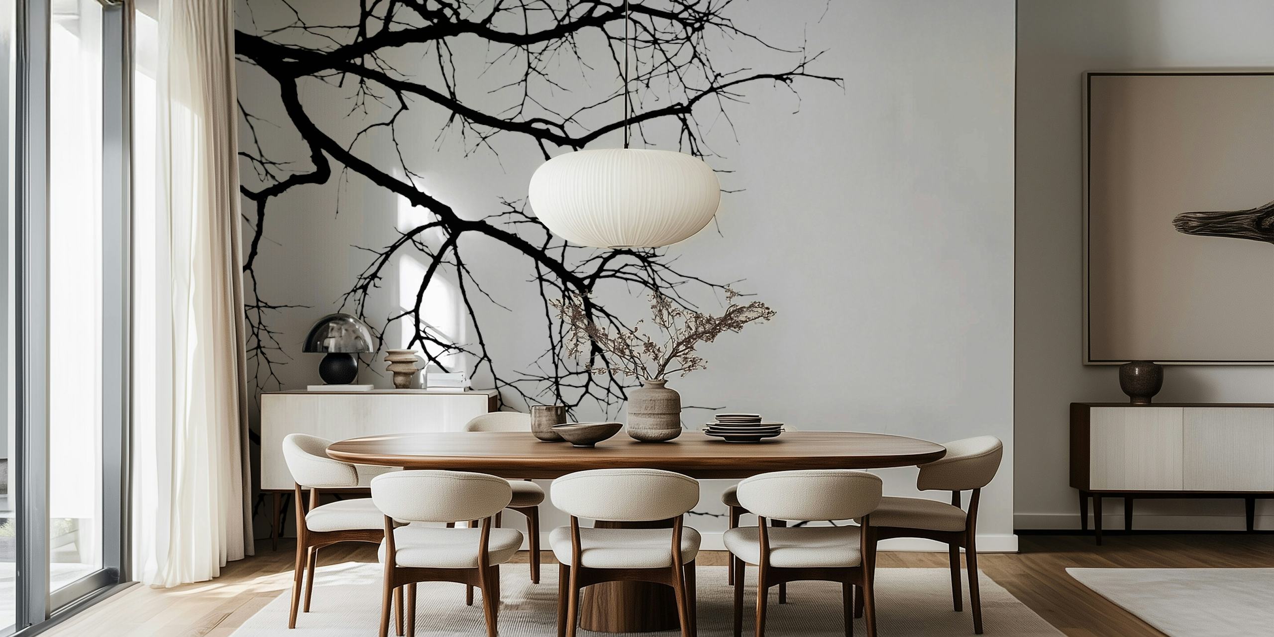 Wallpaper featuring tree branches silhouettes