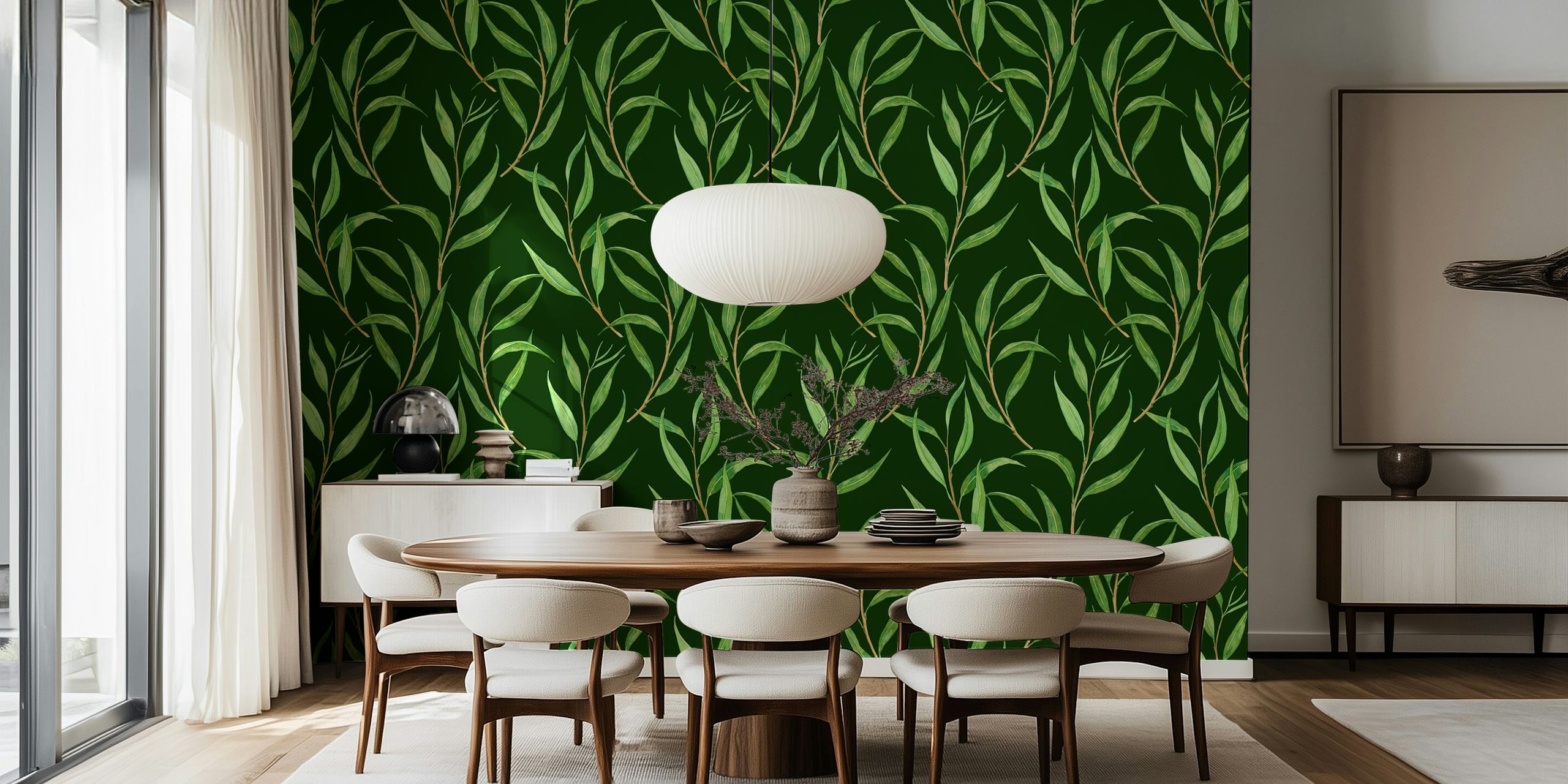 Eucalyptus watercolor design in a room