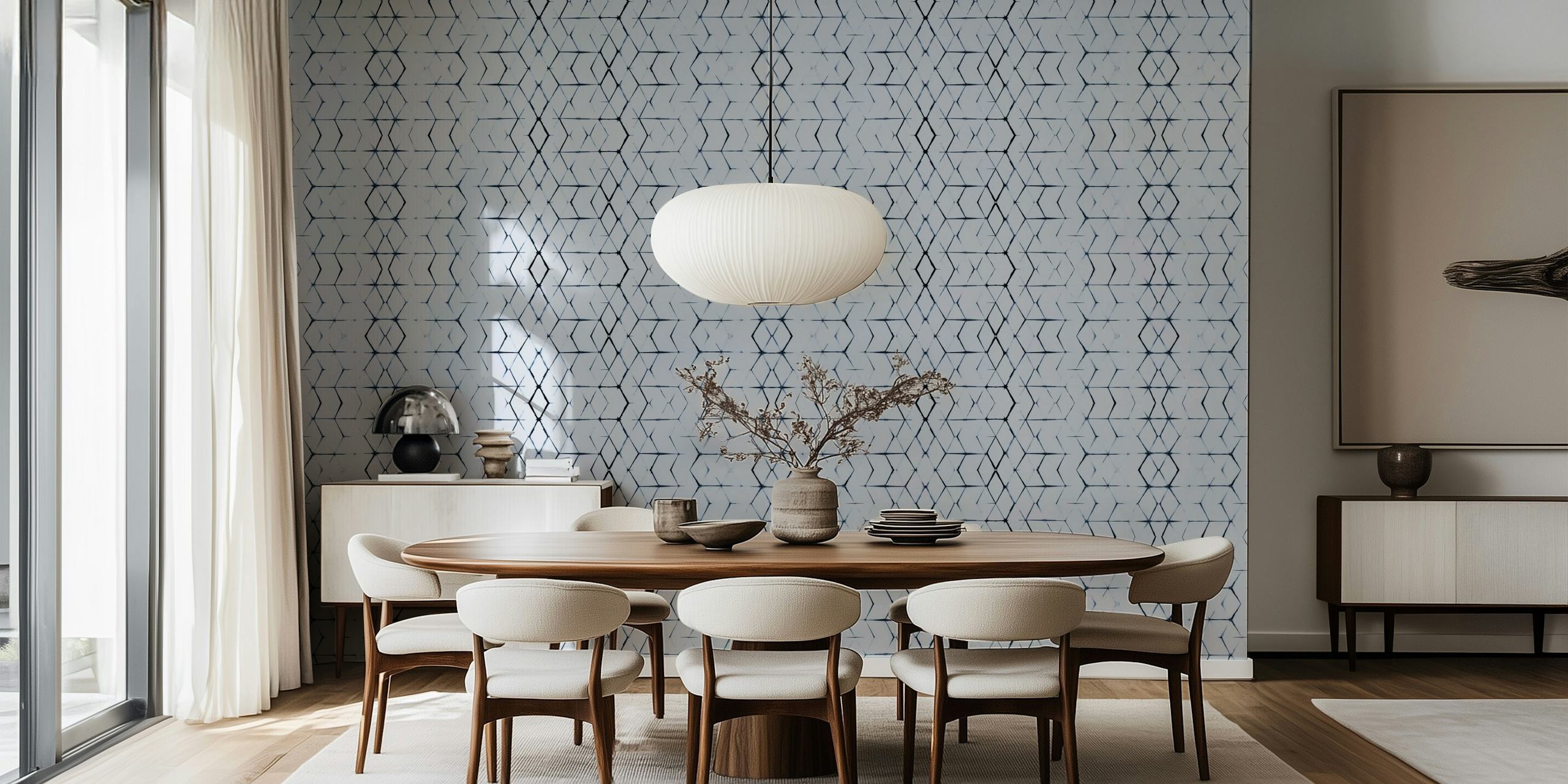 Geometric diamond pattern in blue shades wallpaper