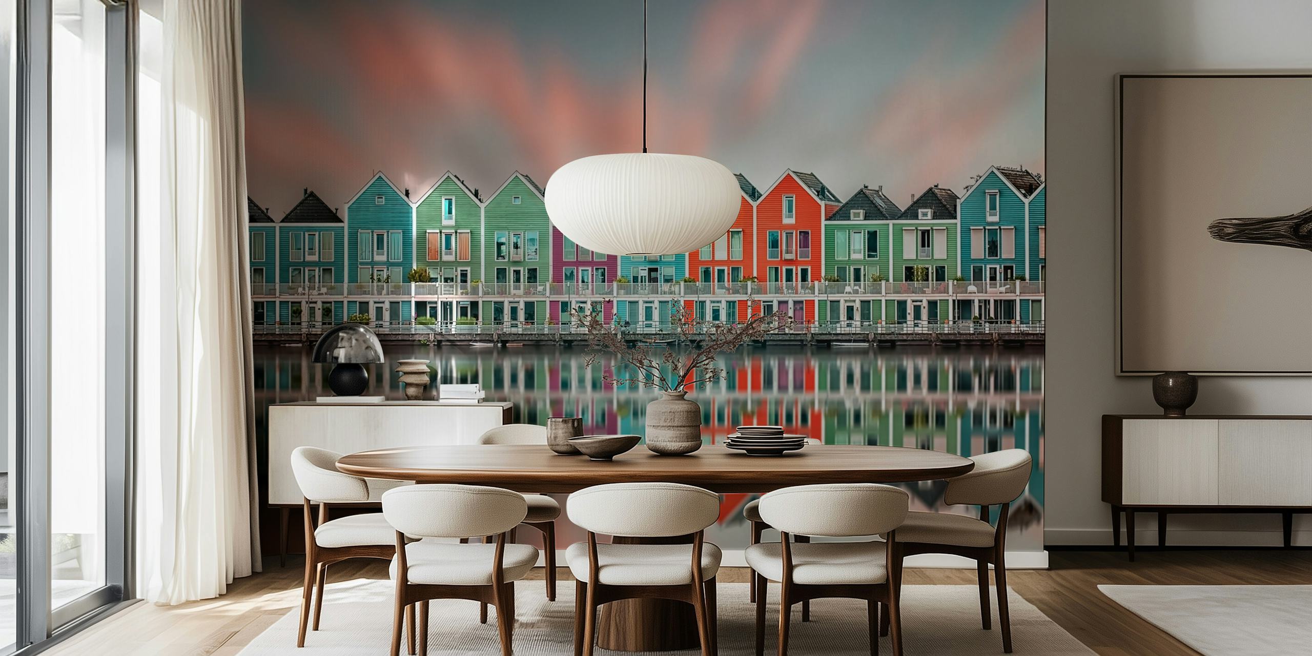 Fototapete Bunte häuser am wasser