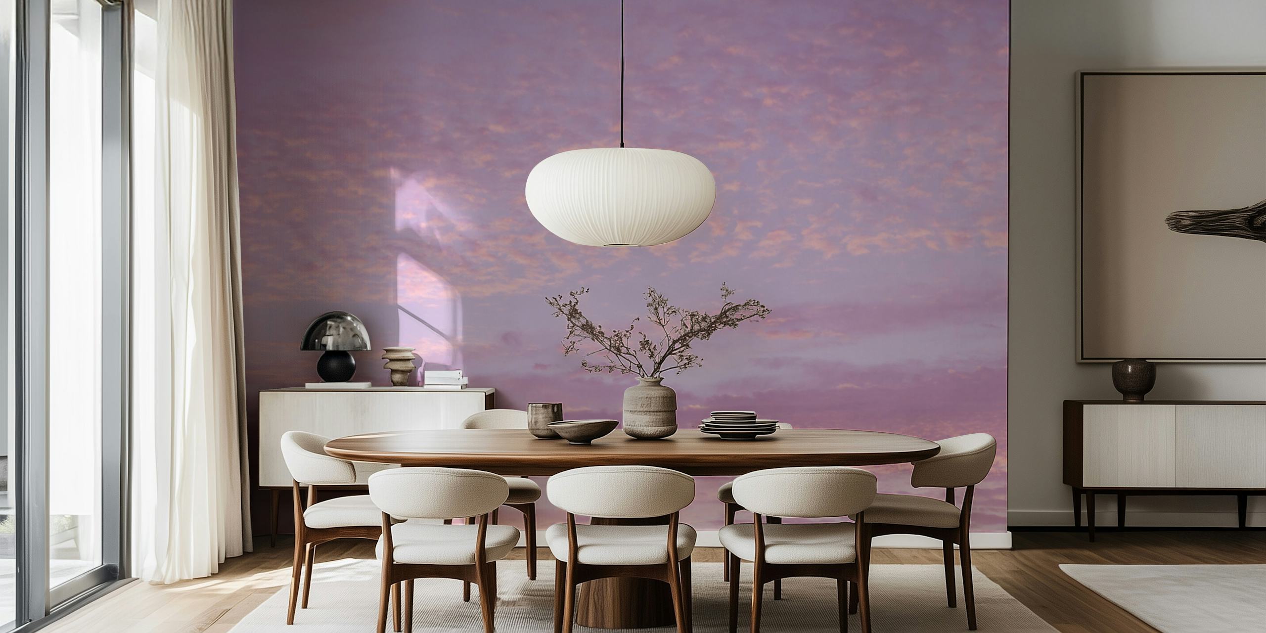 Dreamy Pastel Clouds behang in een kamer
