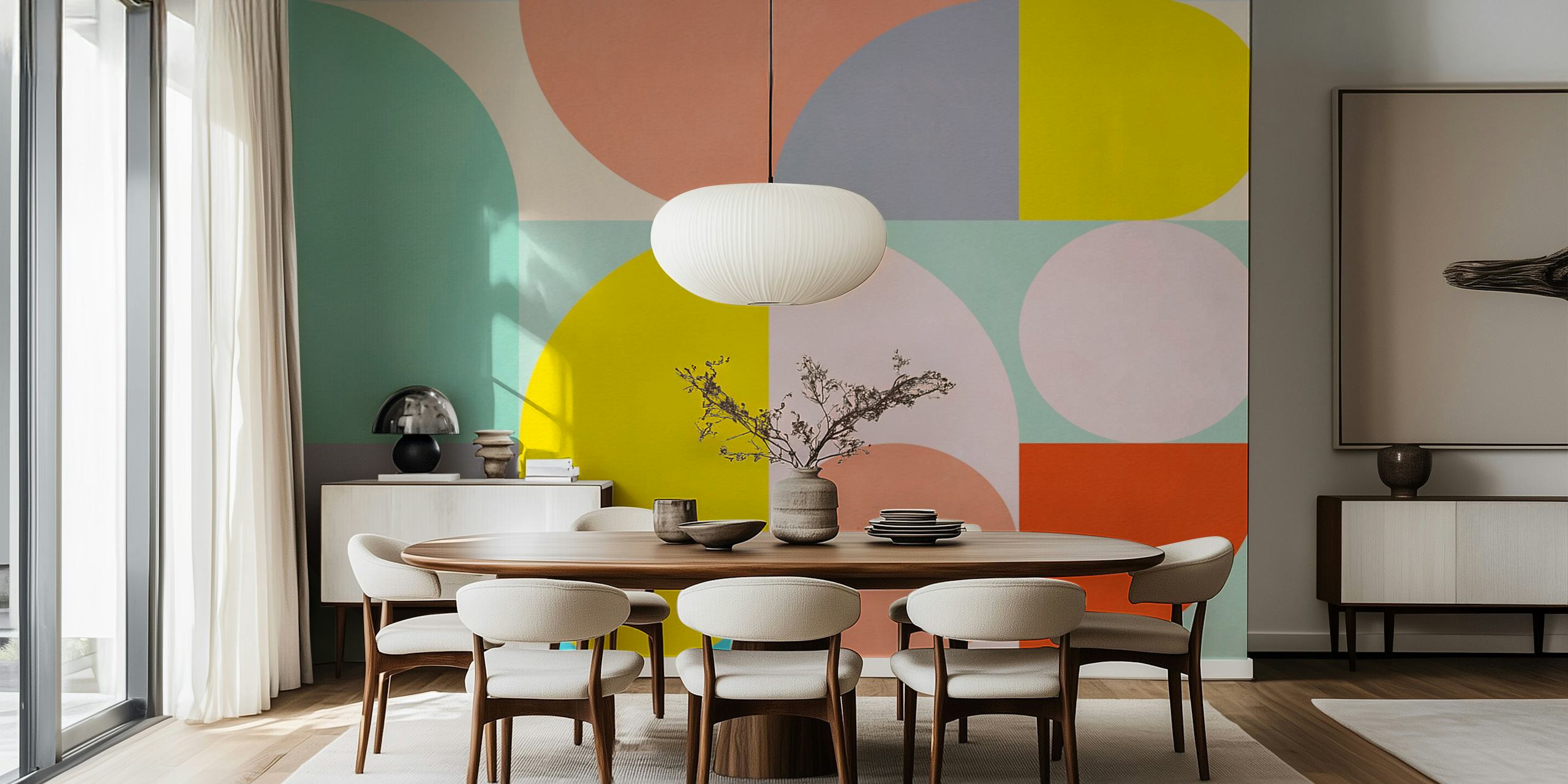 Ταπετσαρία mid century modern σε ένα δωμάτιο