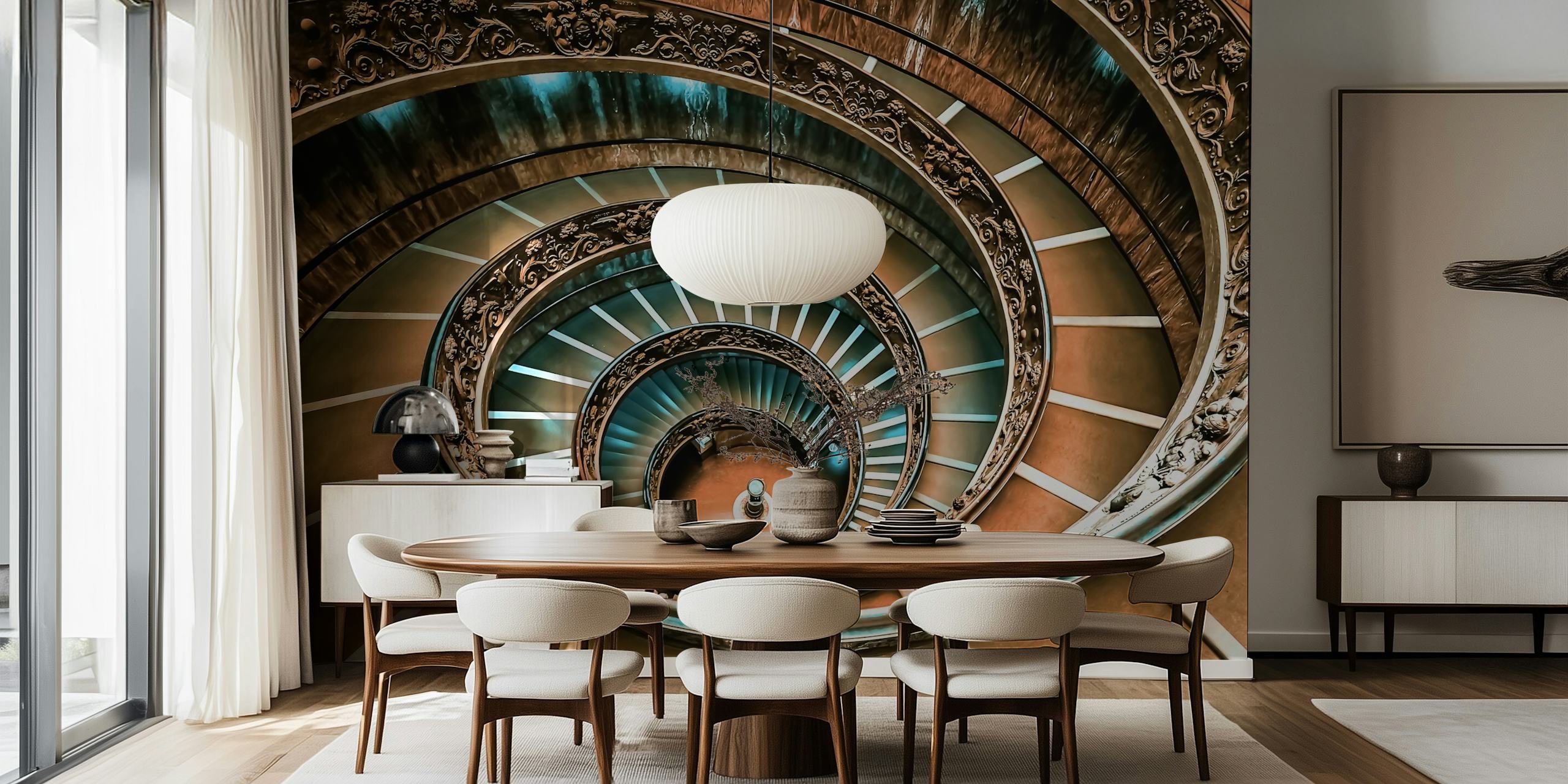 Spiral staircase wallpaper design