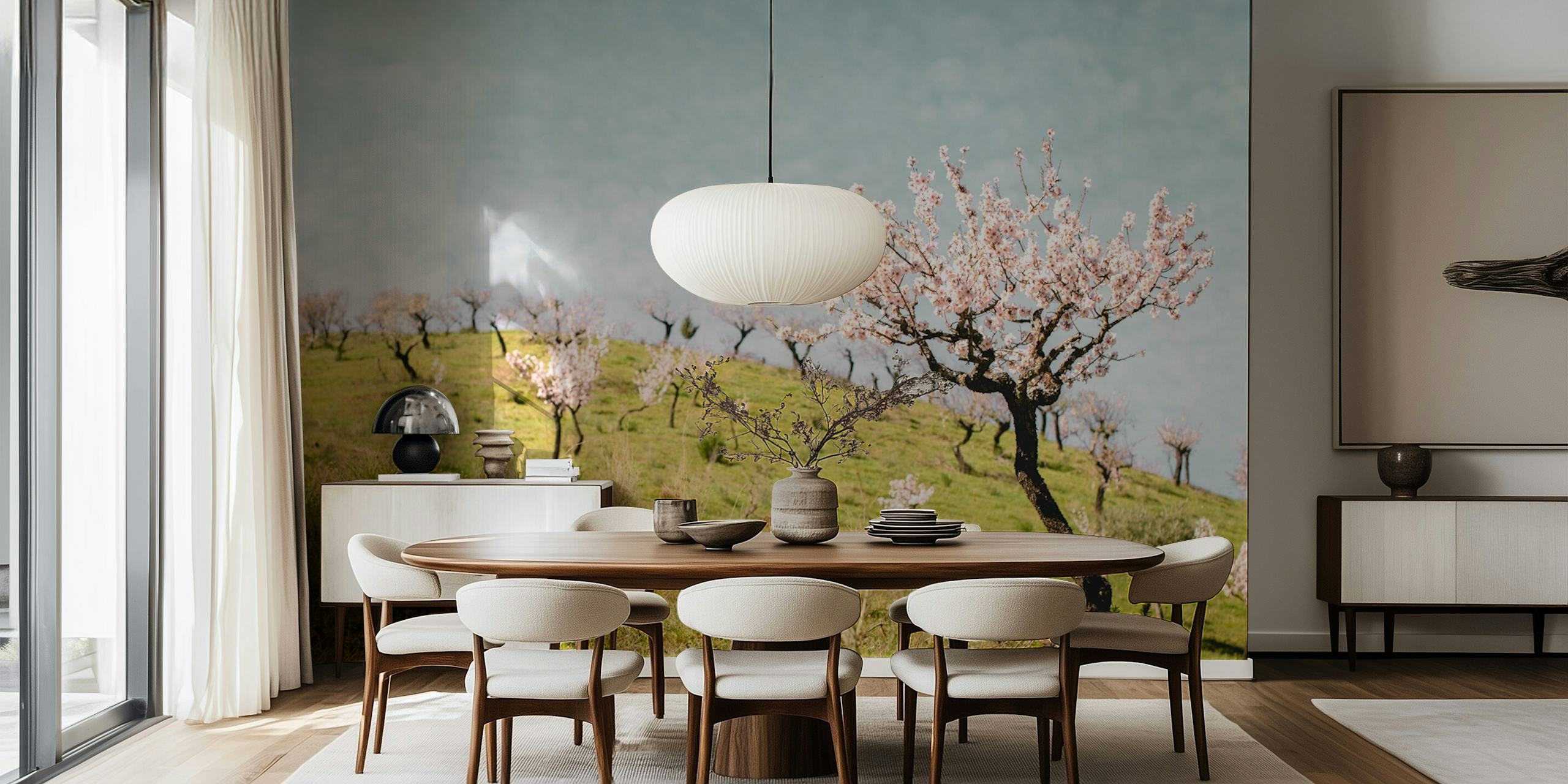 papier peint Tree Landscape with Spring Blossom Flowers