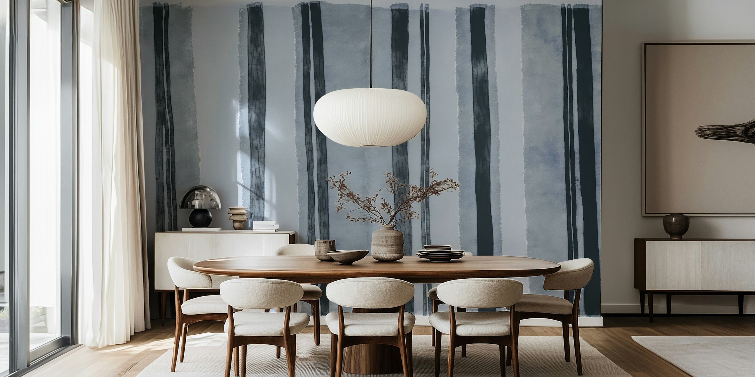 Grey Watercolor Stripes wall mural with vertical patterns and textured appearance