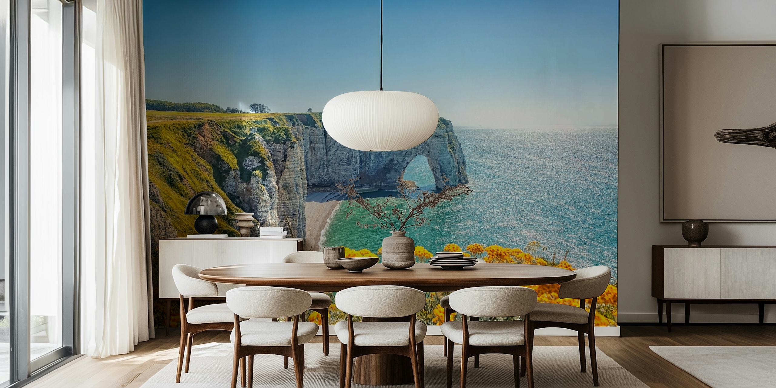 Etretat Cliffs tapet i et stilfuldt rum