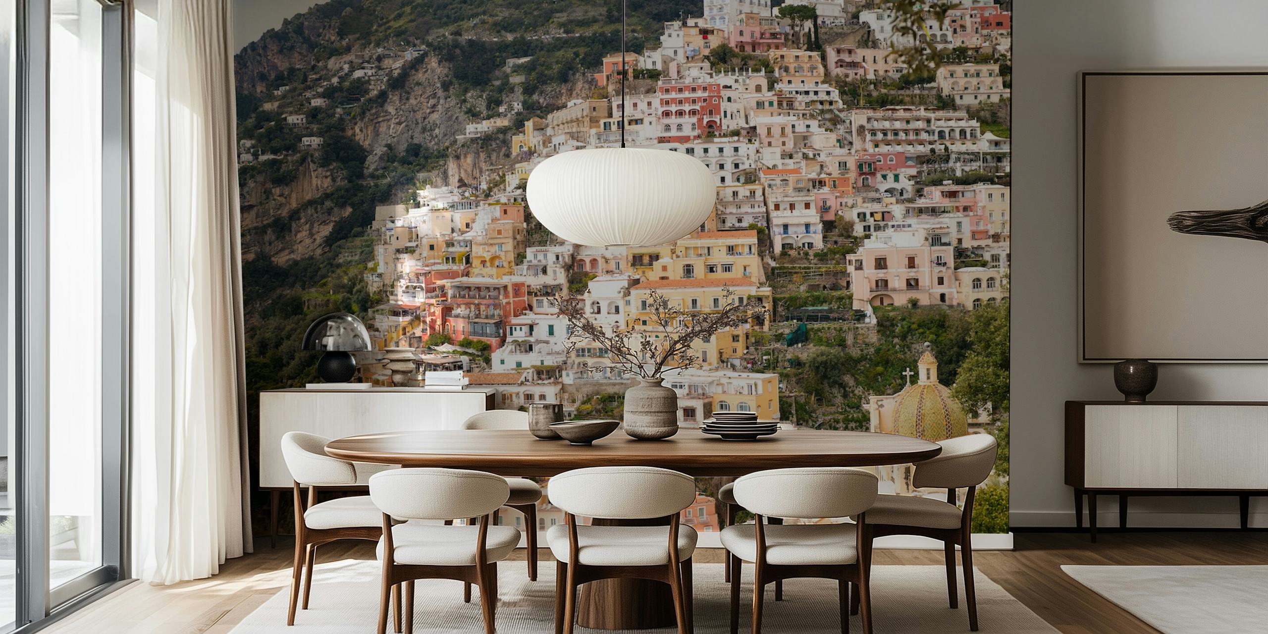 Carta da parati Positano Costiera Amalfitana con edifici colorati e atmosfera mediterranea