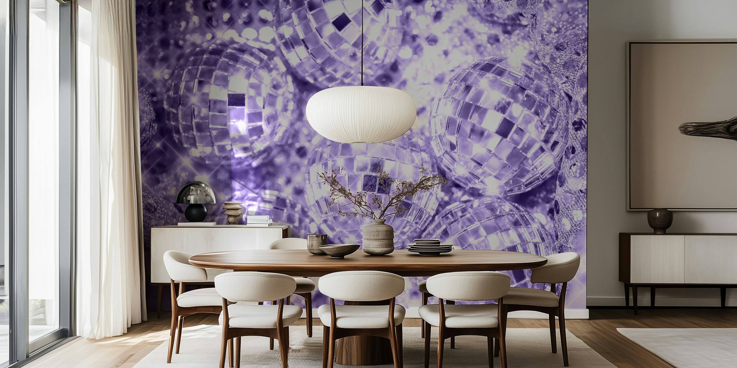 Disco balls wallpaper displayed in a room