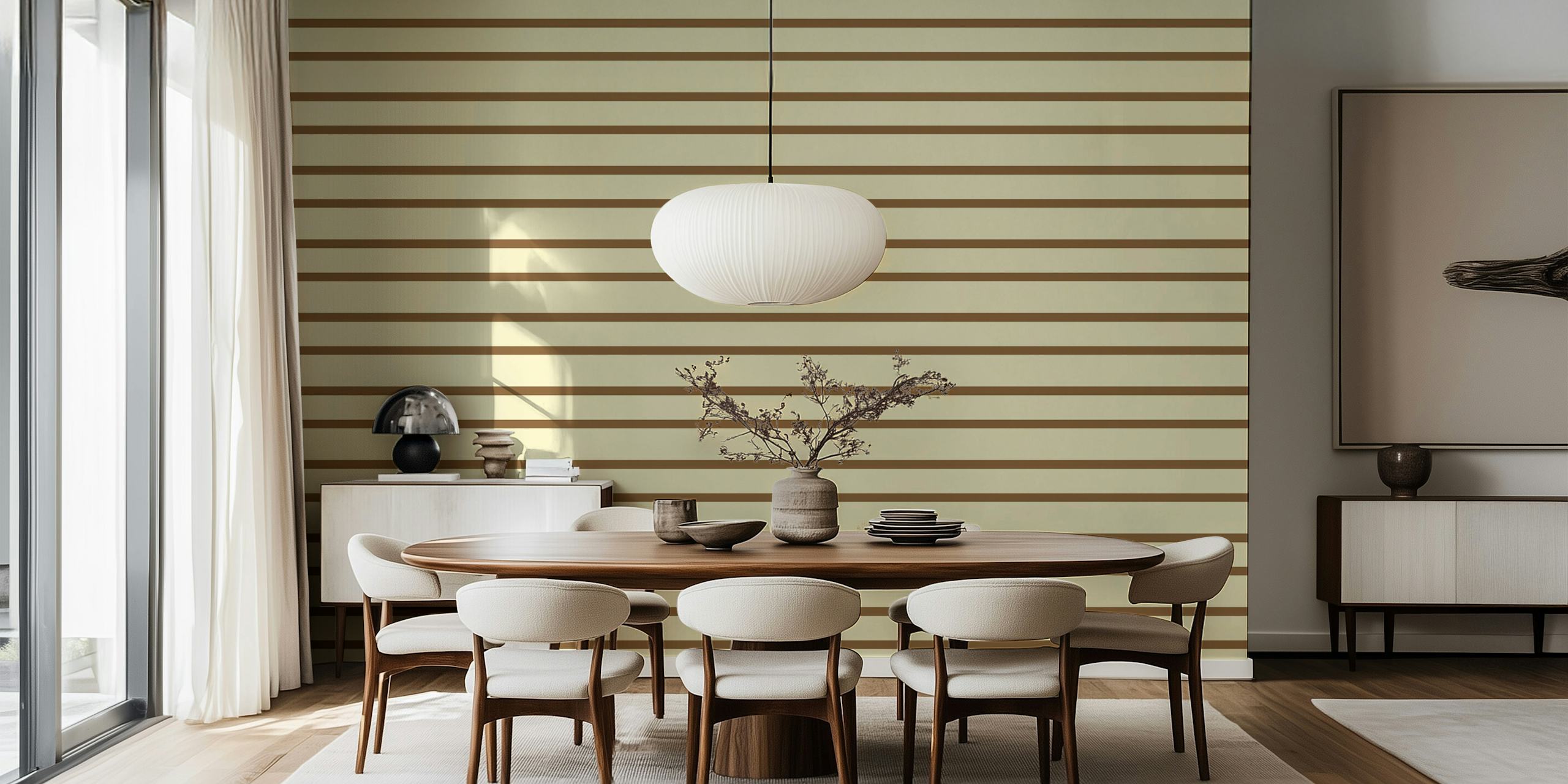 Earthy brown striped linen textured wall mural