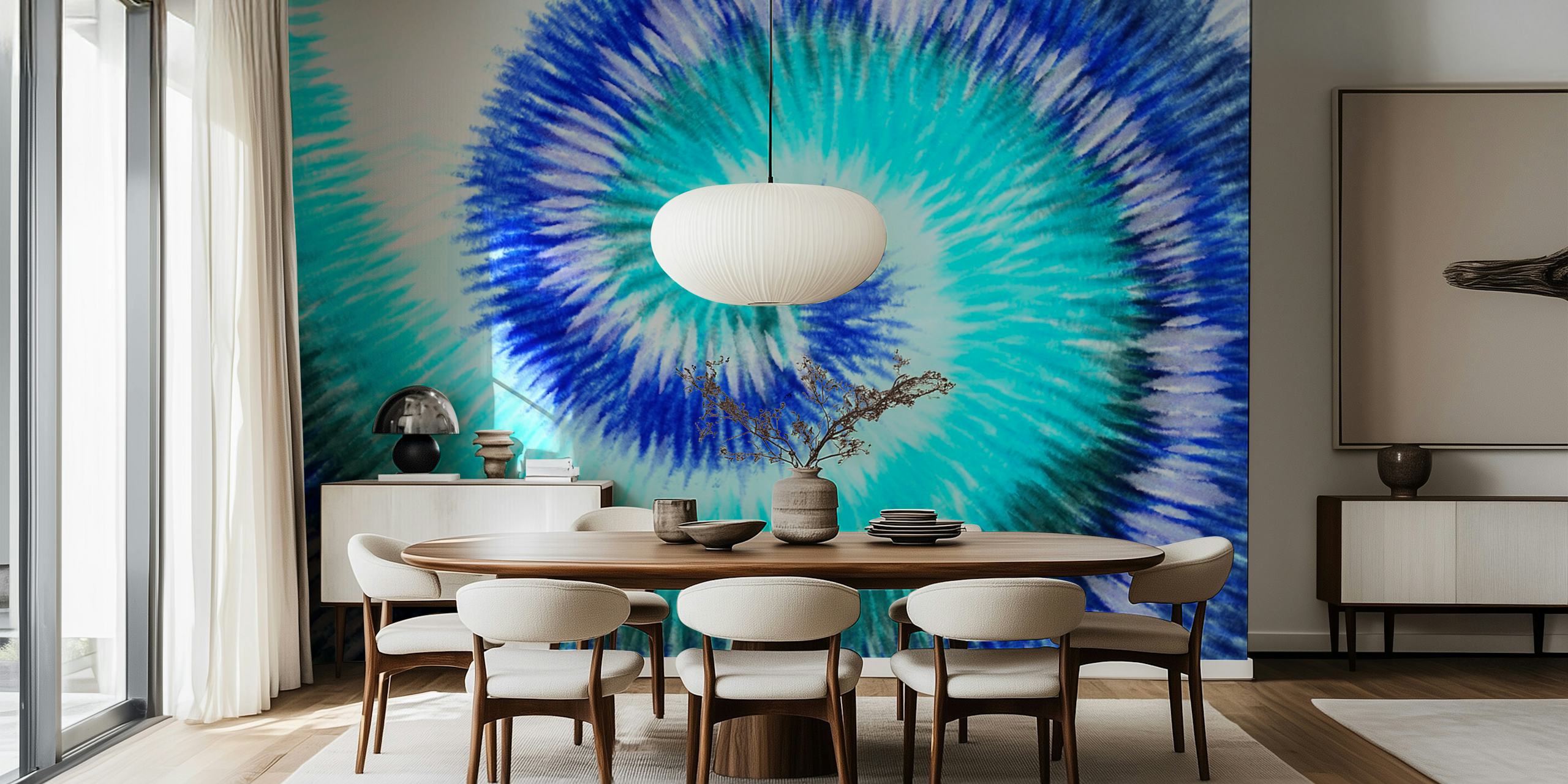 Papel de parede Tie Dye Background 17 exibido em um quarto