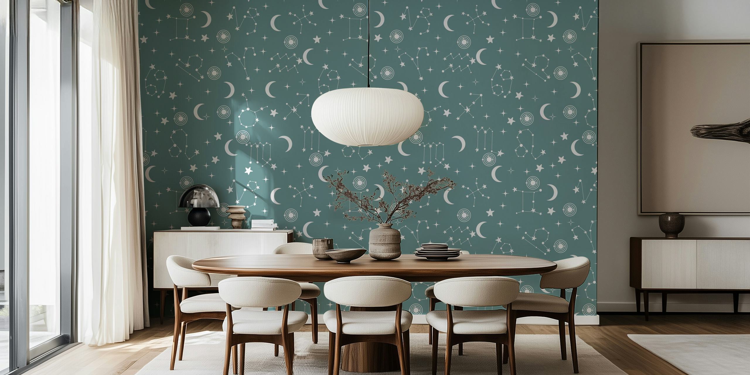 Stars and constellations pattern on a grey background wallpaper