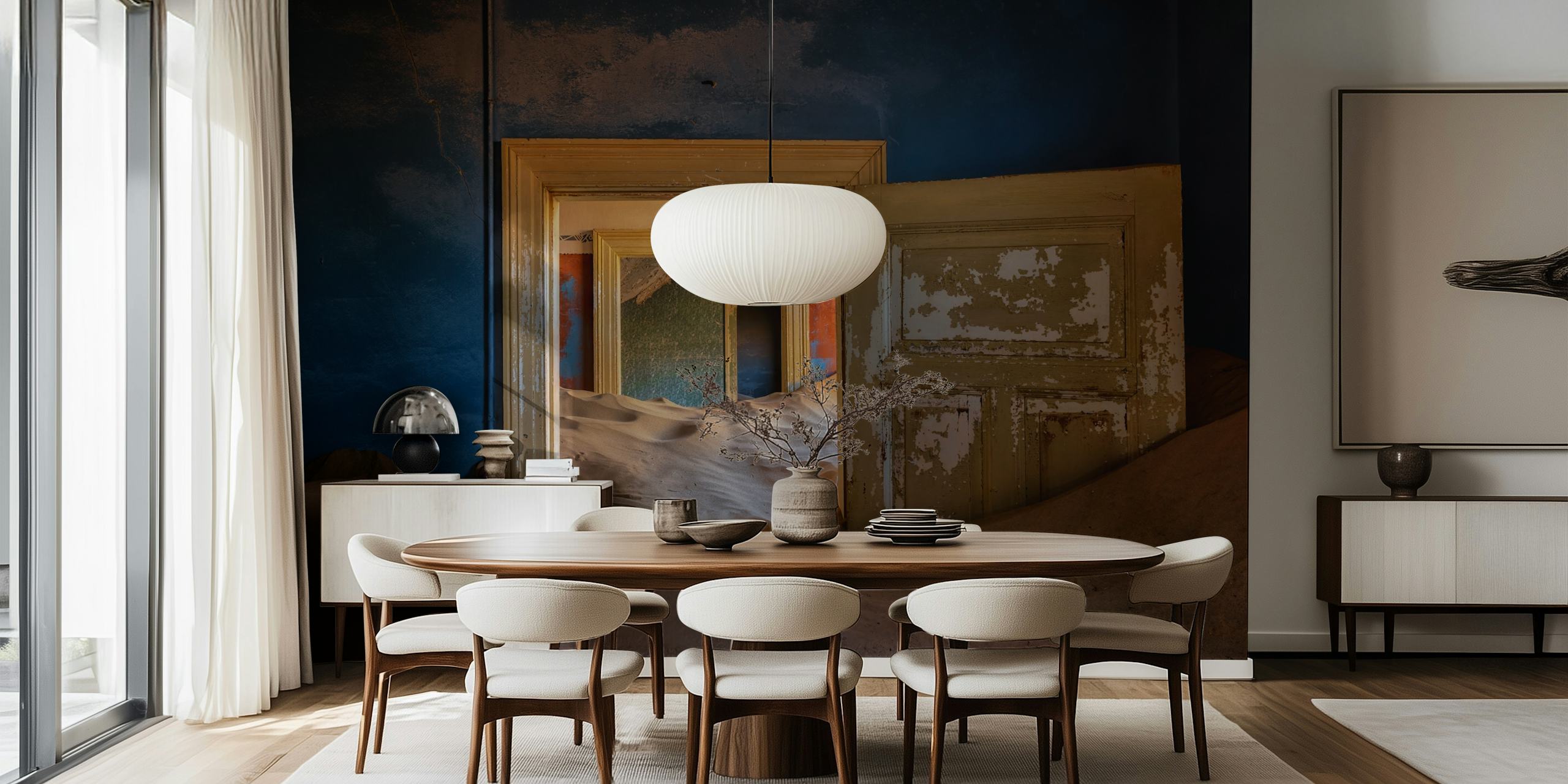 Faded Glory behang in een kamersetting
